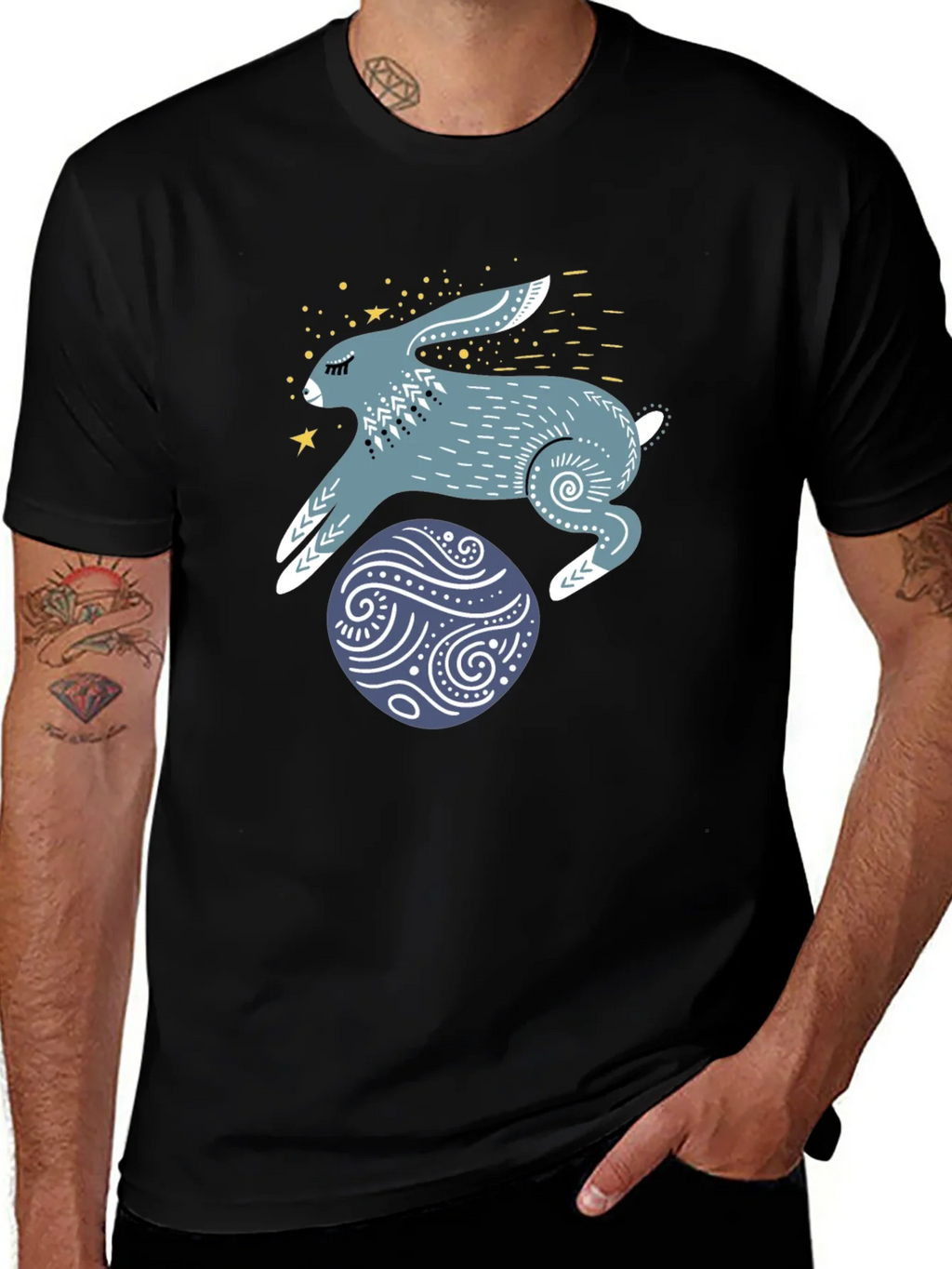 Rabbit & Egg Graphic Tee - Black Cotton T-Shirt product image 1