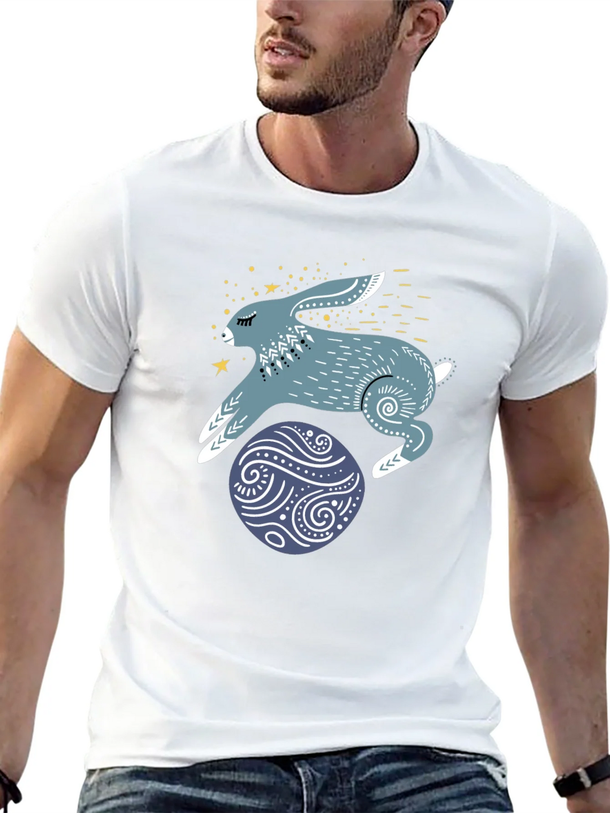 Rabbit & Egg Graphic Tee - Black Cotton T-Shirt product image 12