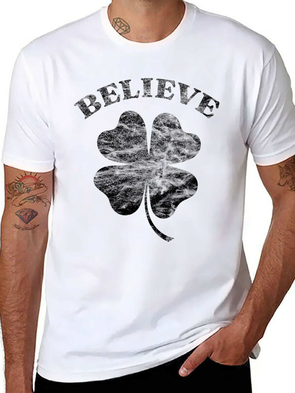 Believe Shamrock Clover T-Shirt product image 5