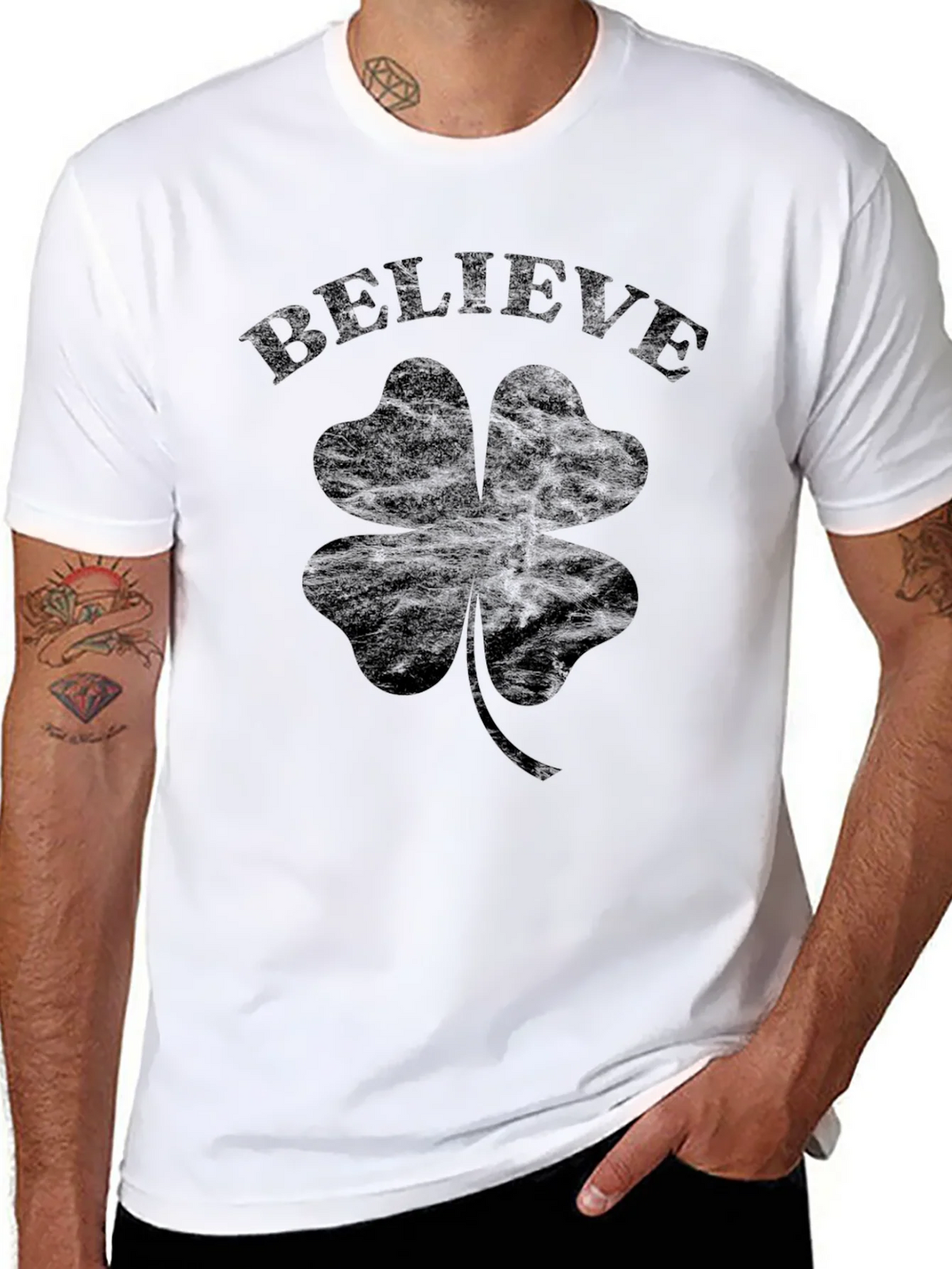 Believe Shamrock Clover T-Shirt product image 5