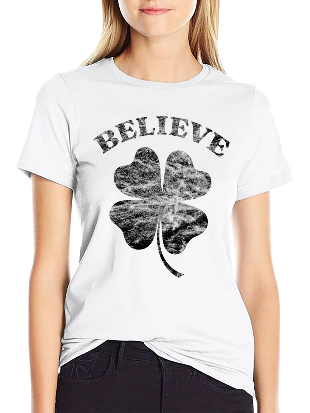 Believe Shamrock Clover T-Shirt product image 6