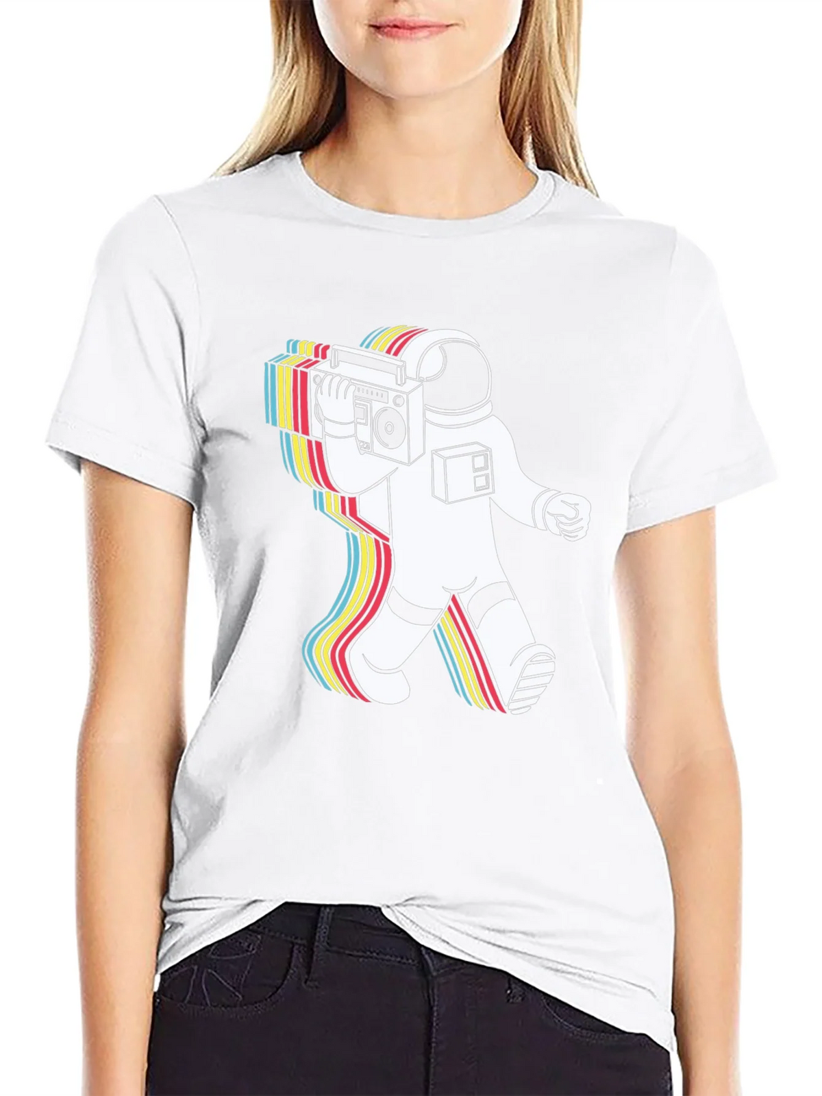 Retro Astronaut Boombox Graphic Tee - Black product image 4