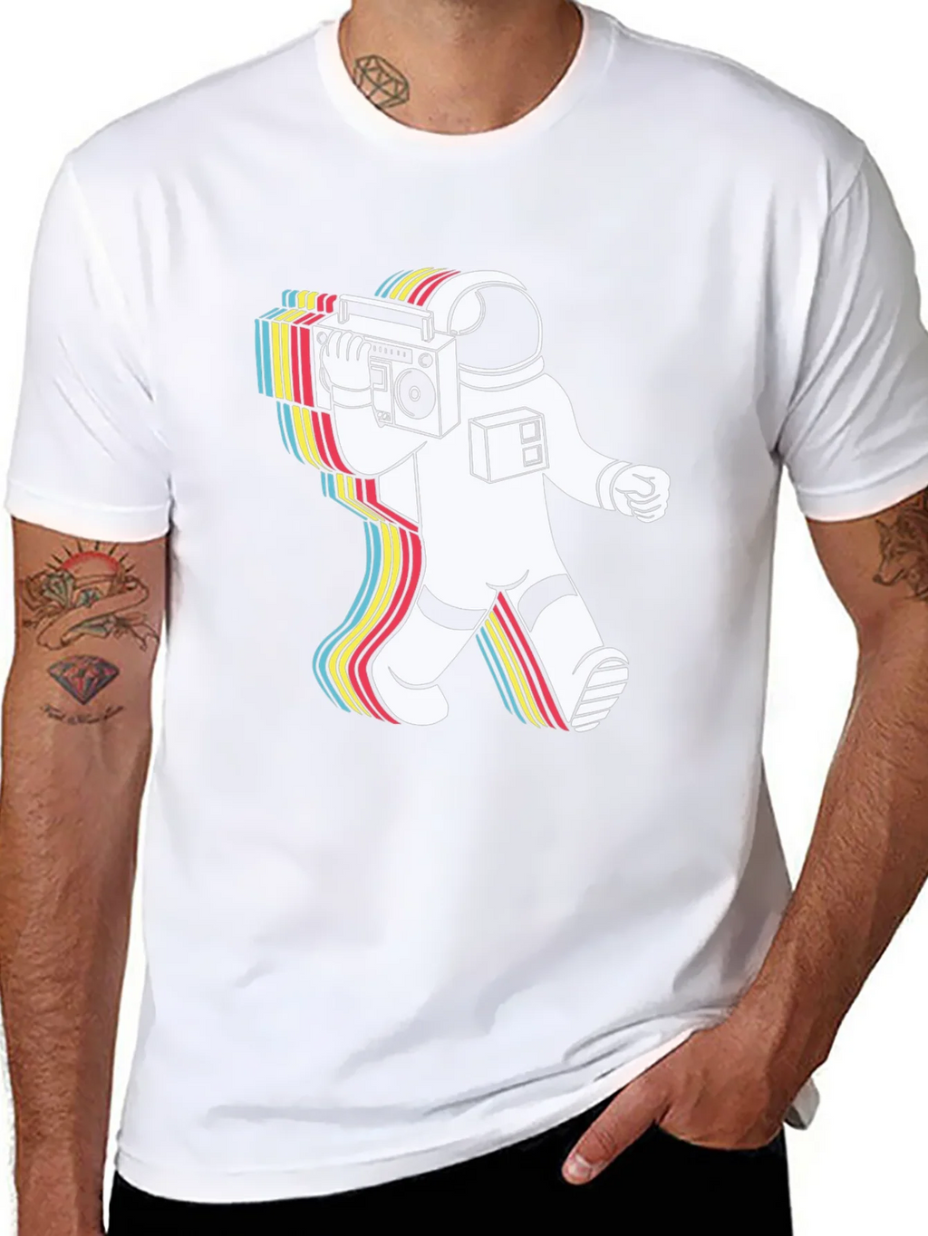 Retro Astronaut Boombox Graphic Tee - Black product image 3