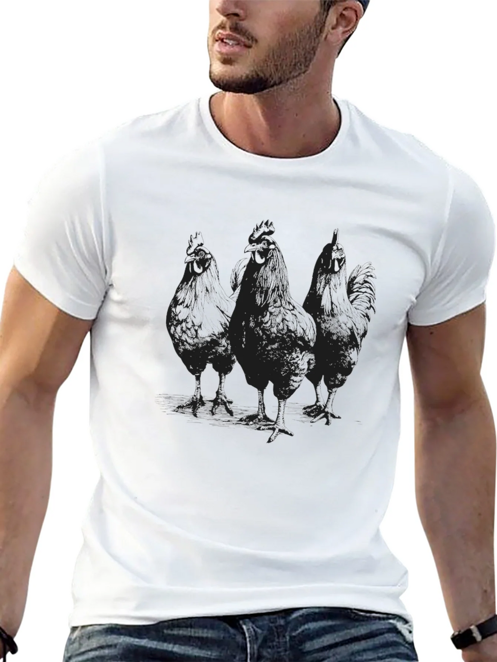 Mens Black Chicken Graphic T-Shirt product image 12