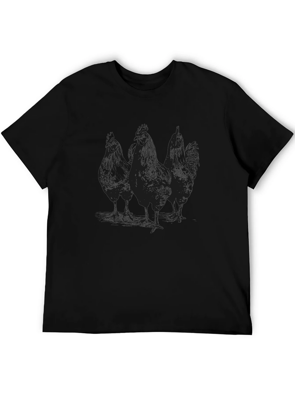 Mens Black Chicken Graphic T-Shirt product image 5