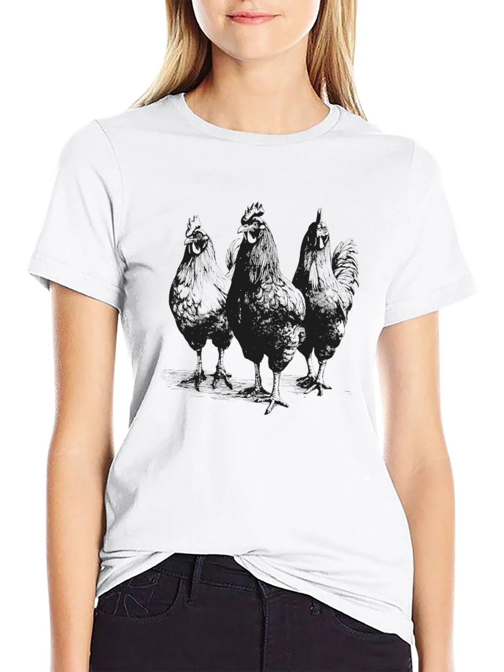 Mens Black Chicken Graphic T-Shirt product image 8