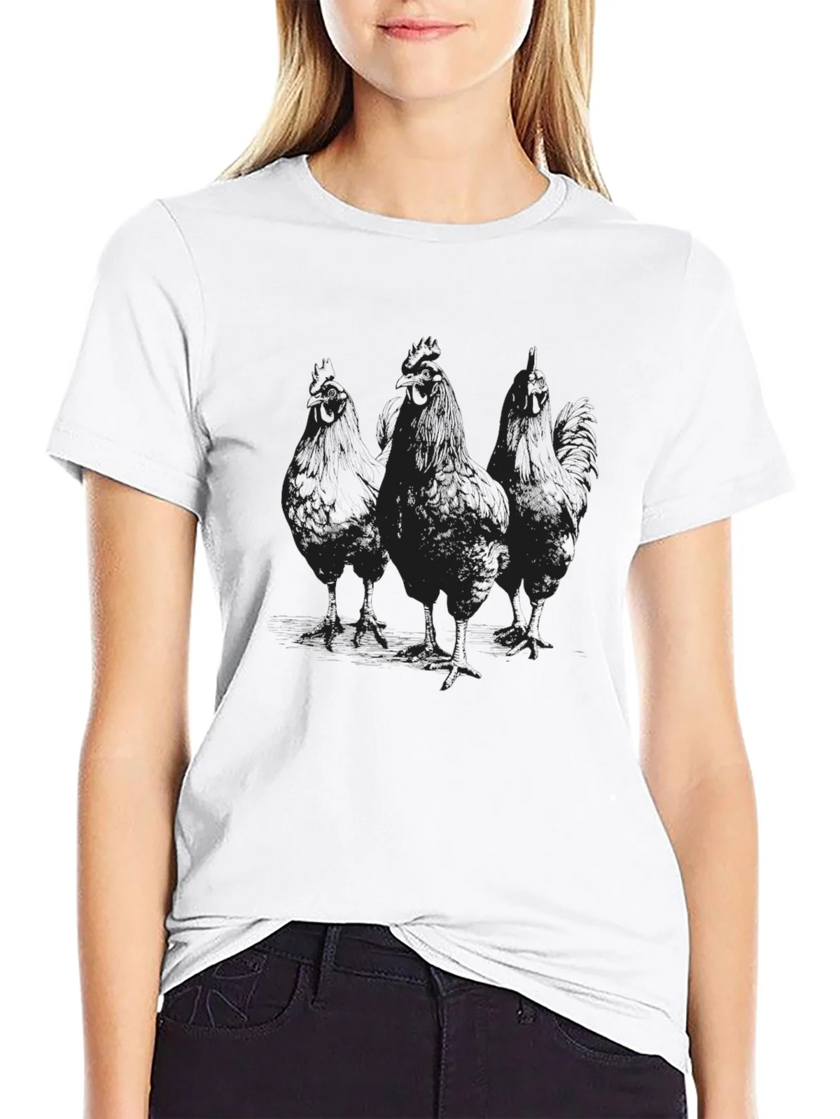 Mens Black Chicken Graphic T-Shirt product image 8