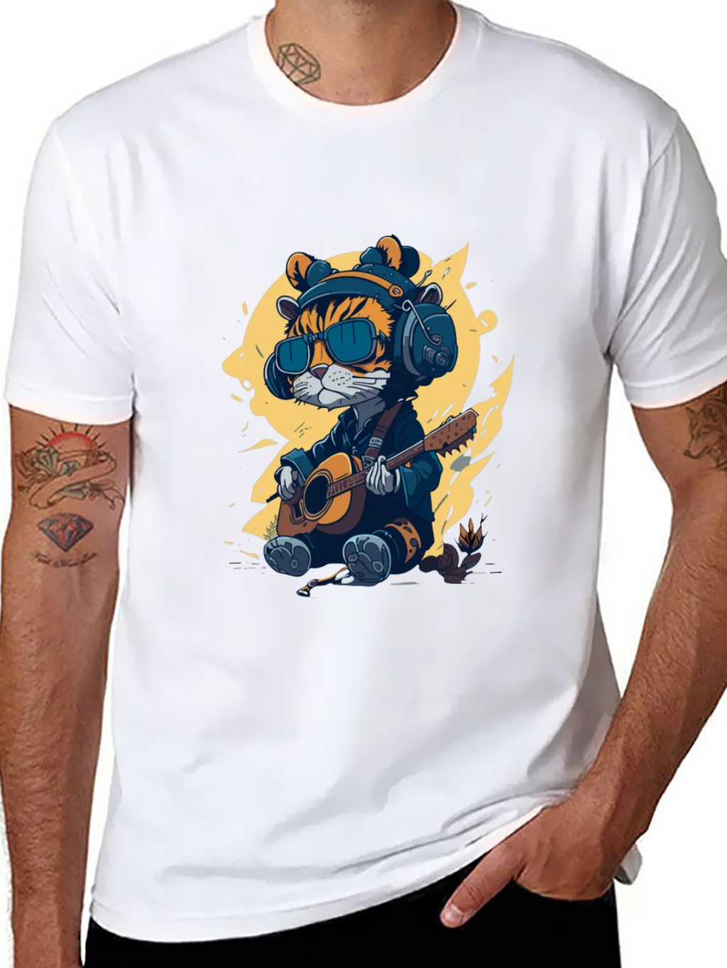 Cool Cat Guitar Player T-Shirt product image 7