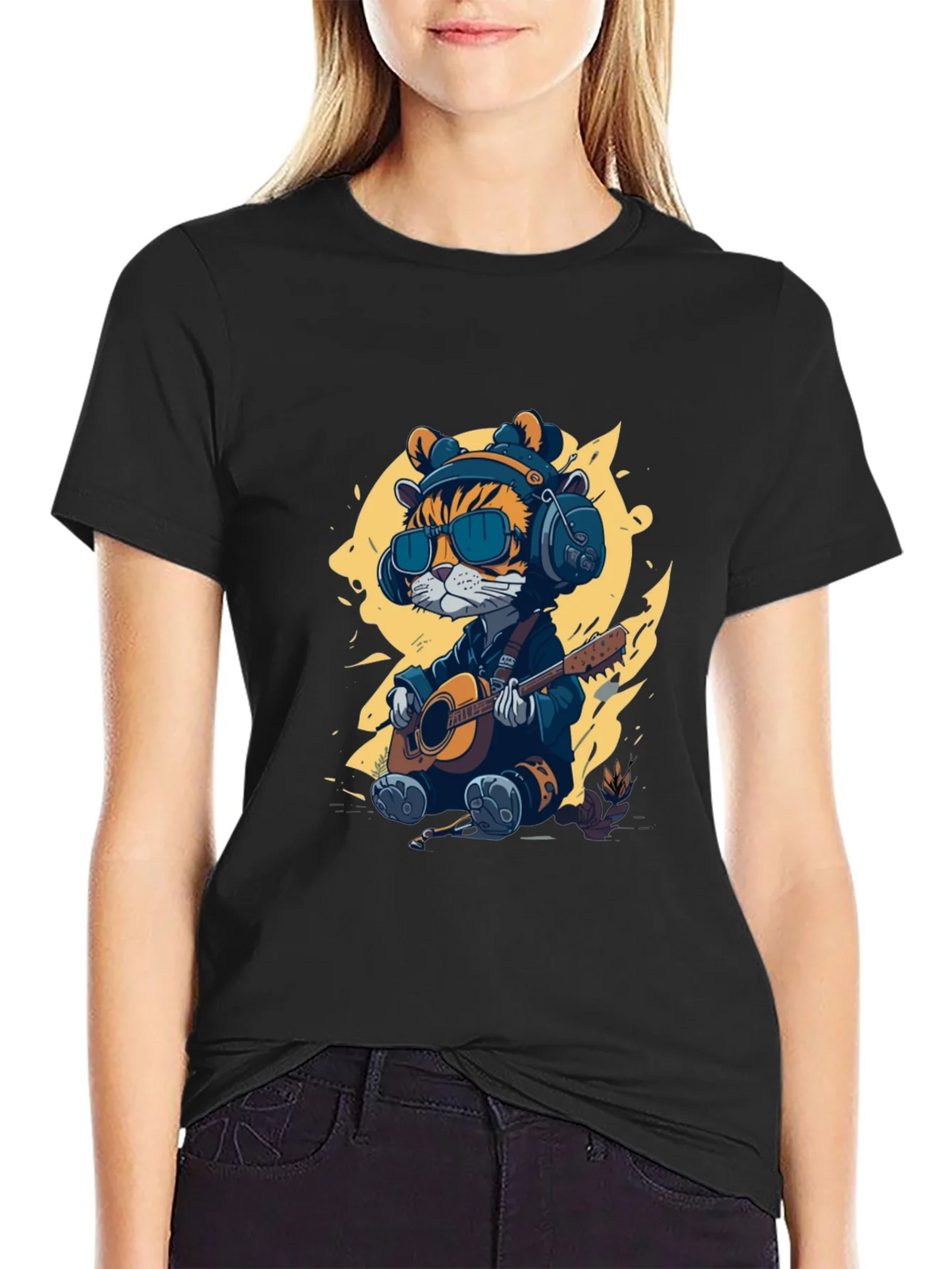 Cool Cat Guitar Player T-Shirt product image 2