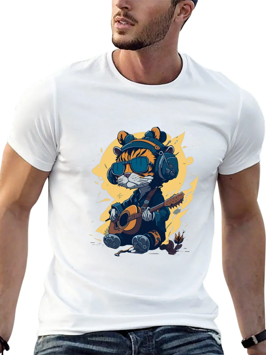 Cool Cat Guitar Player T-Shirt product image 12