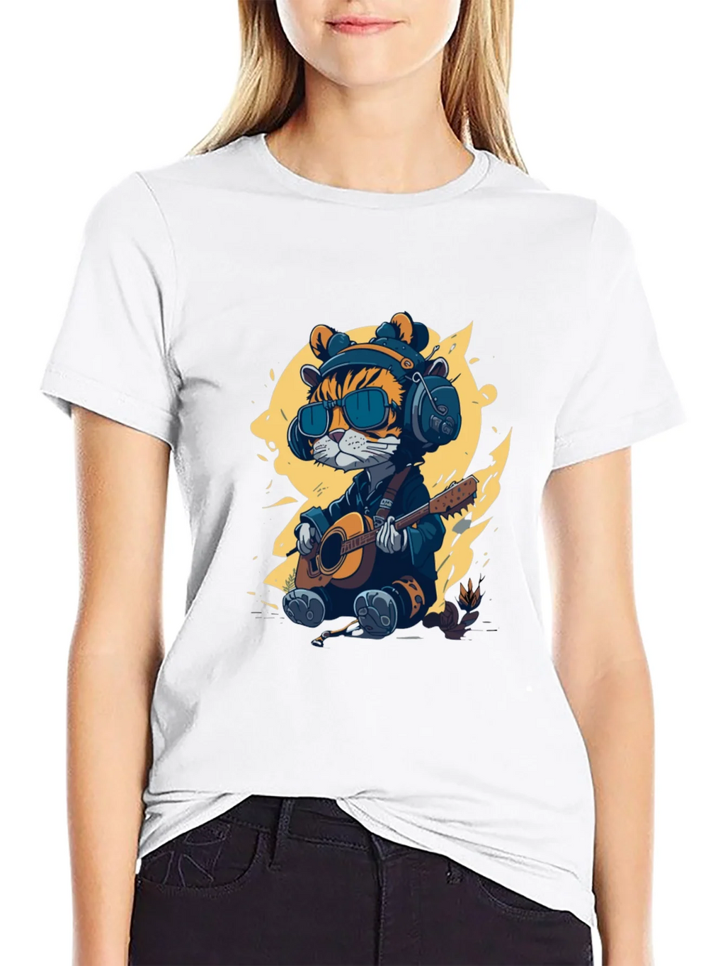 Cool Cat Guitar Player T-Shirt product image 8