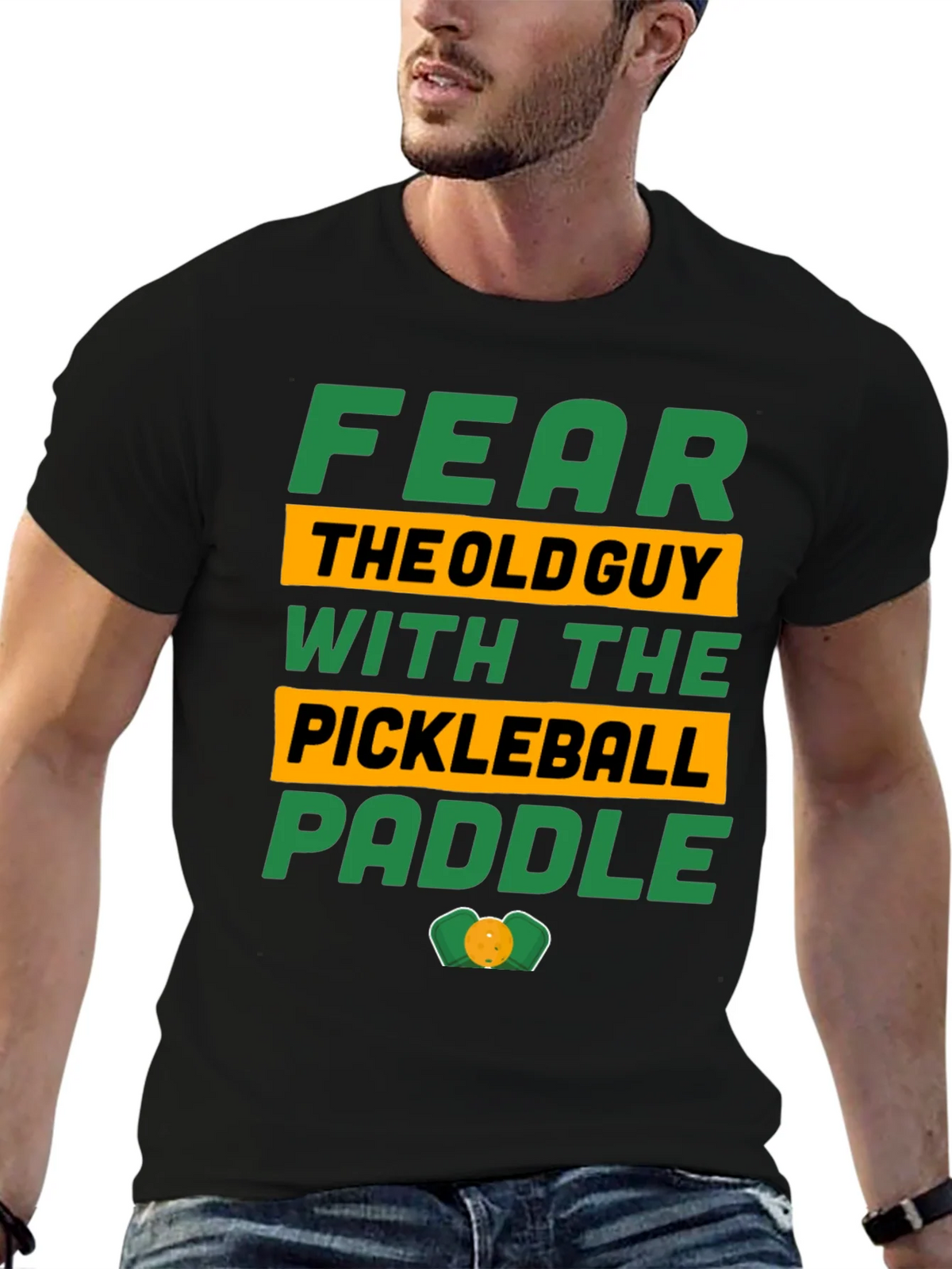 Fear the Old Guy Pickleball Paddle T-Shirt product image 6