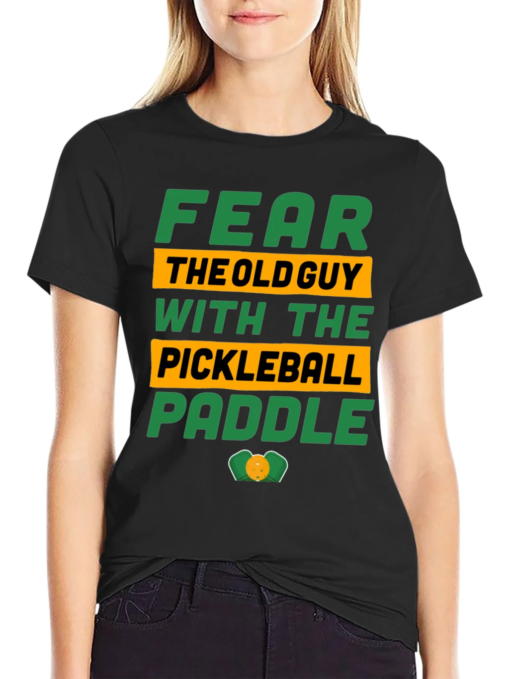 Fear the Old Guy Pickleball Paddle T-Shirt product image 2