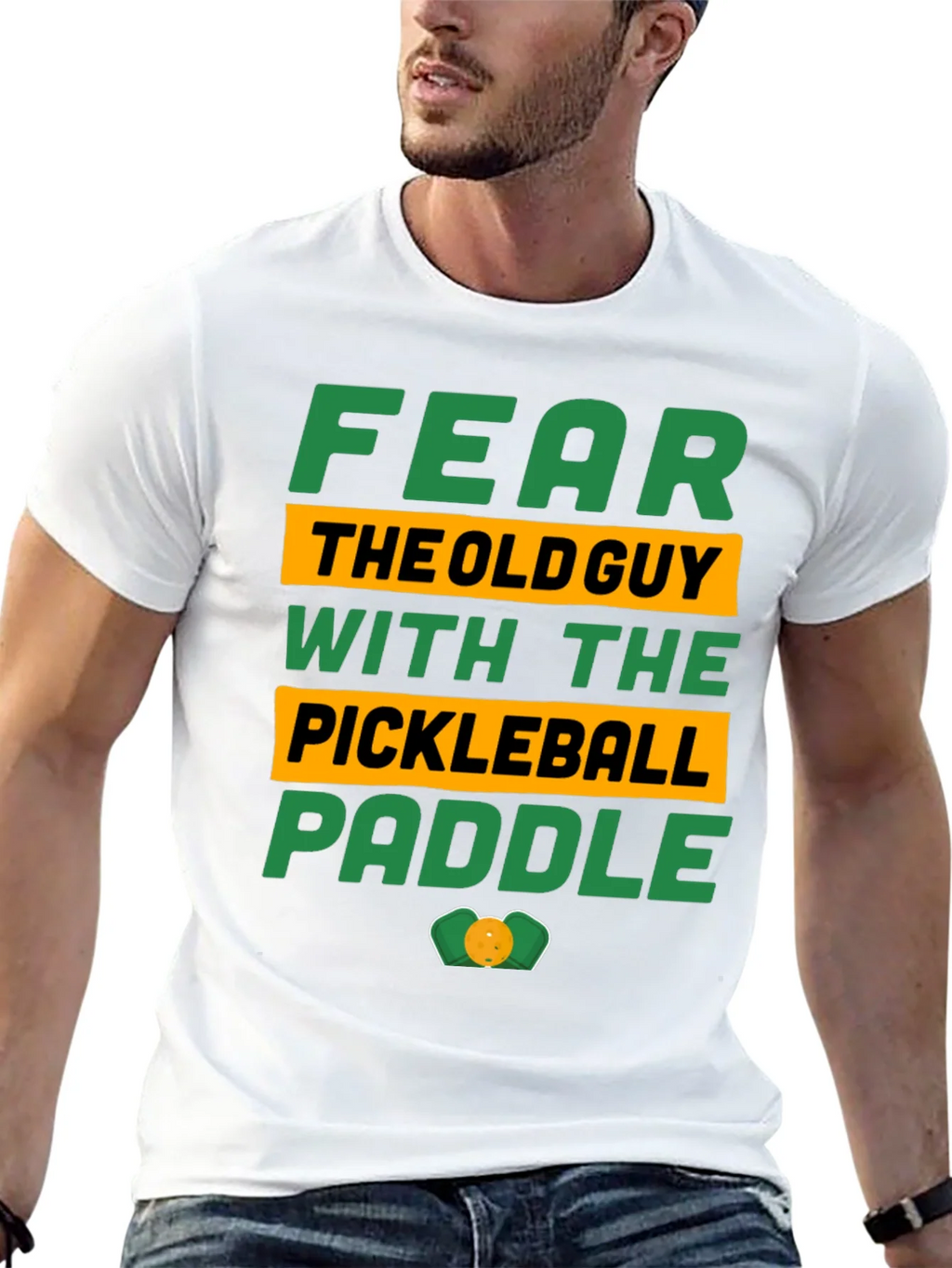 Fear the Old Guy Pickleball Paddle T-Shirt product image 12