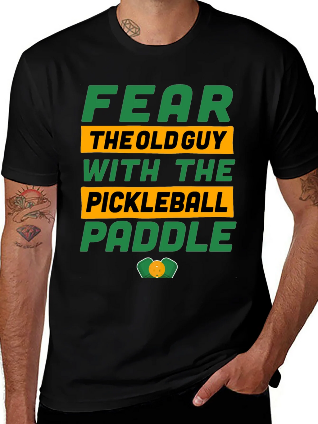 Fear the Old Guy Pickleball Paddle T-Shirt product image 1