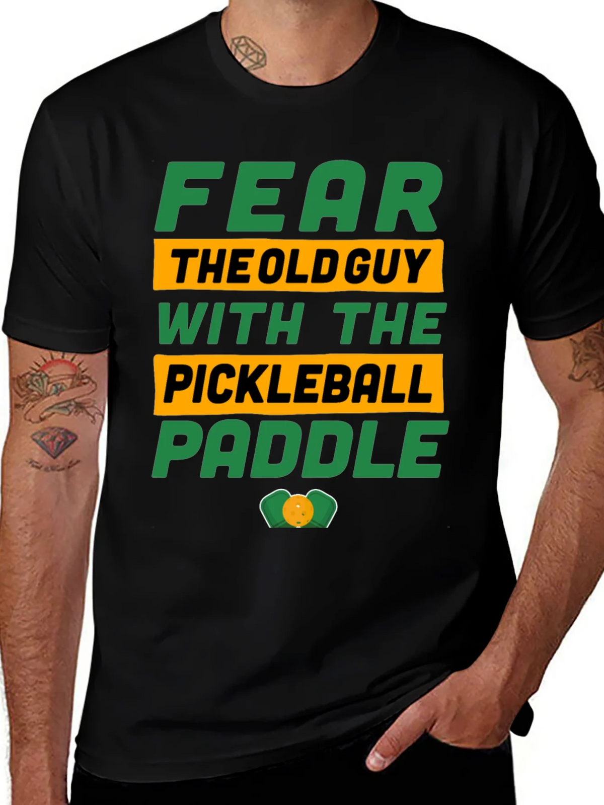 Fear the Old Guy Pickleball Paddle T-Shirt product image 1