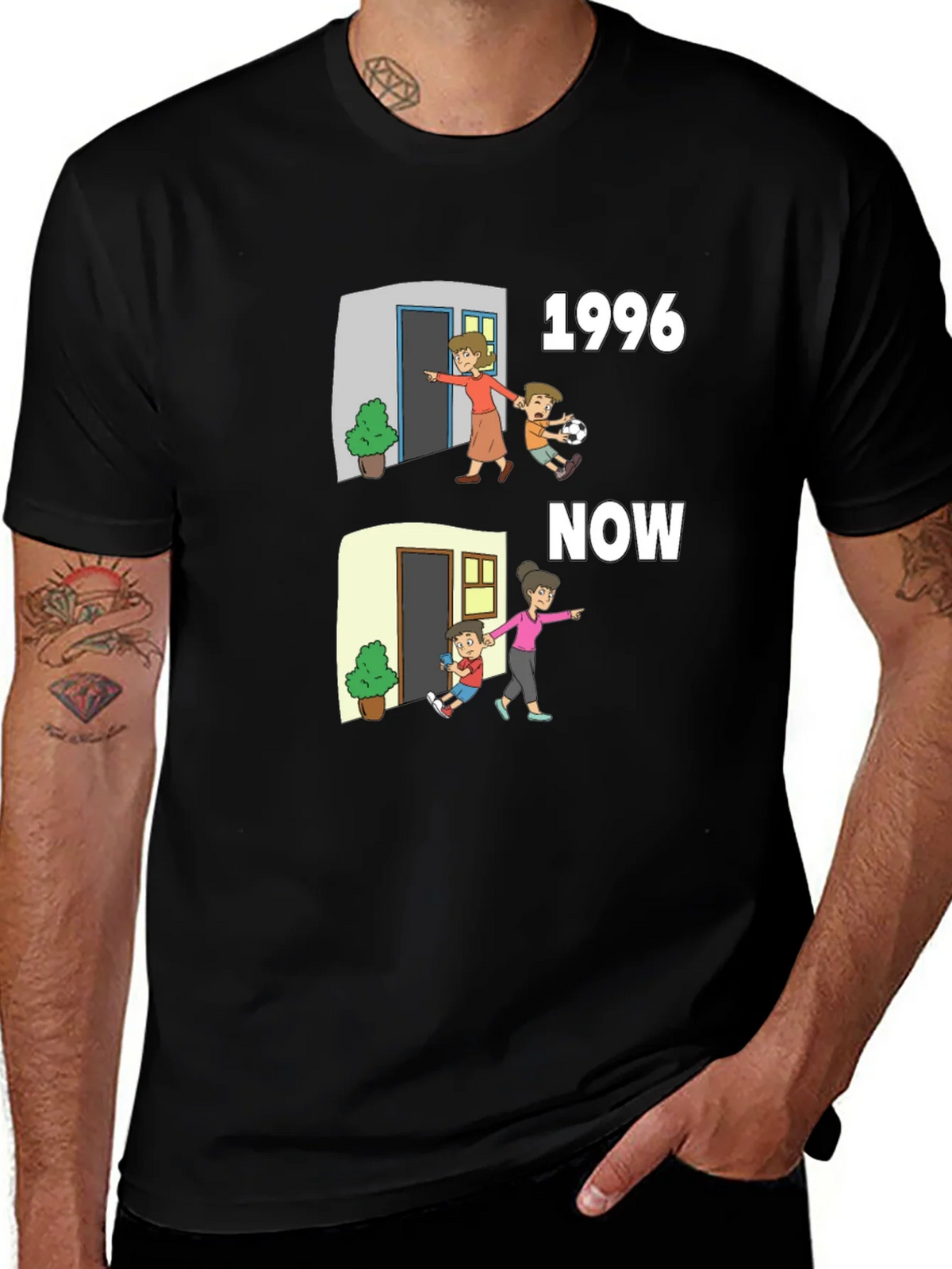 1996 vs Now Cartoon T-Shirt product image 1