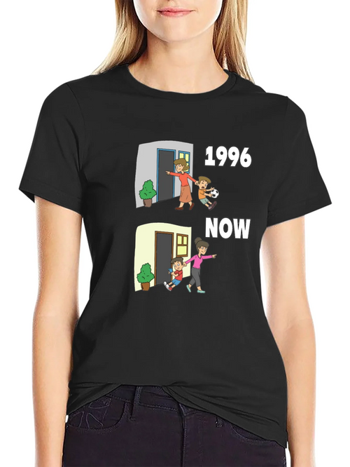 1996 vs Now Cartoon T-Shirt product image 2