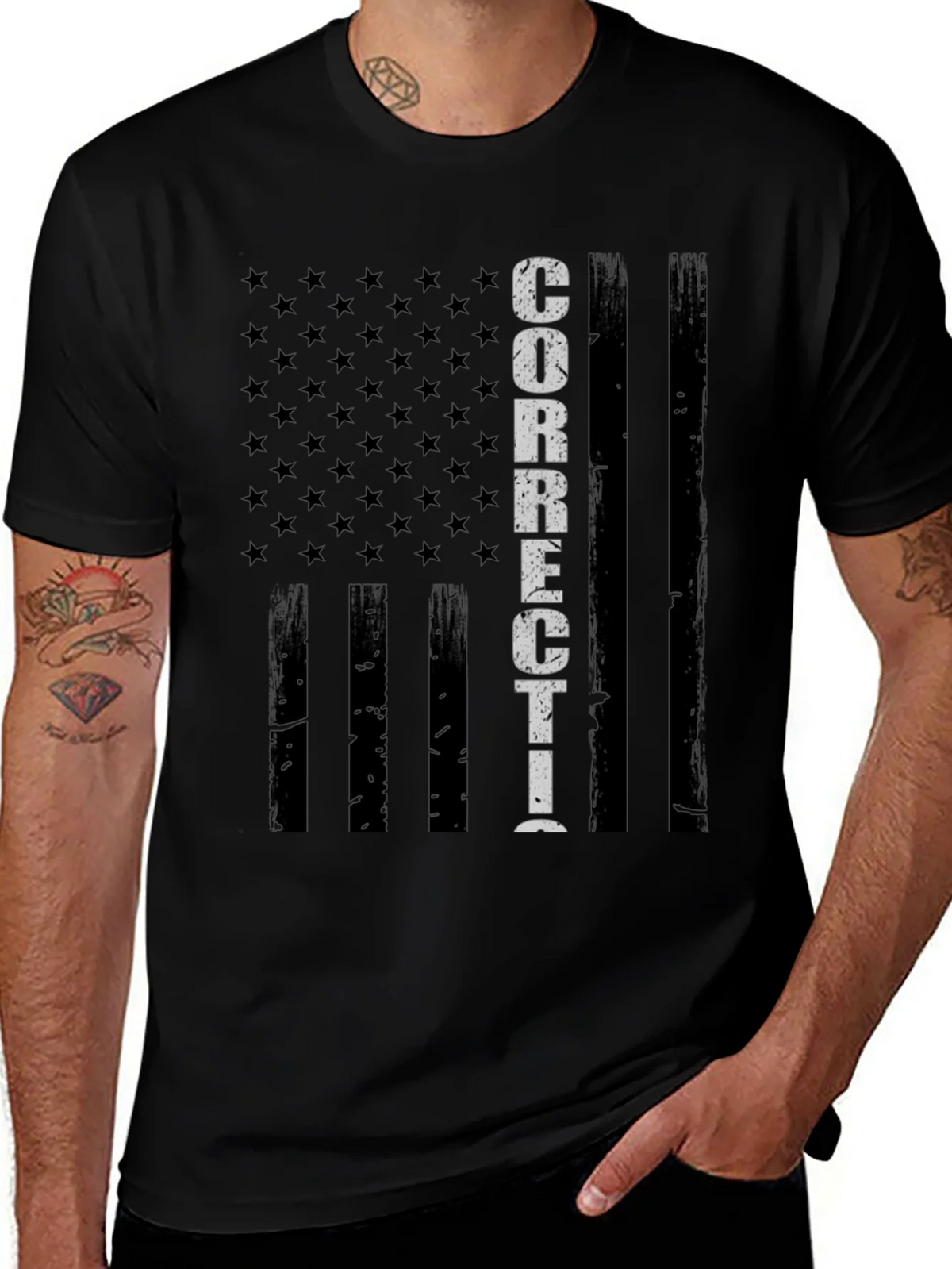 Corrections Officer American Flag T-Shirt product image 1