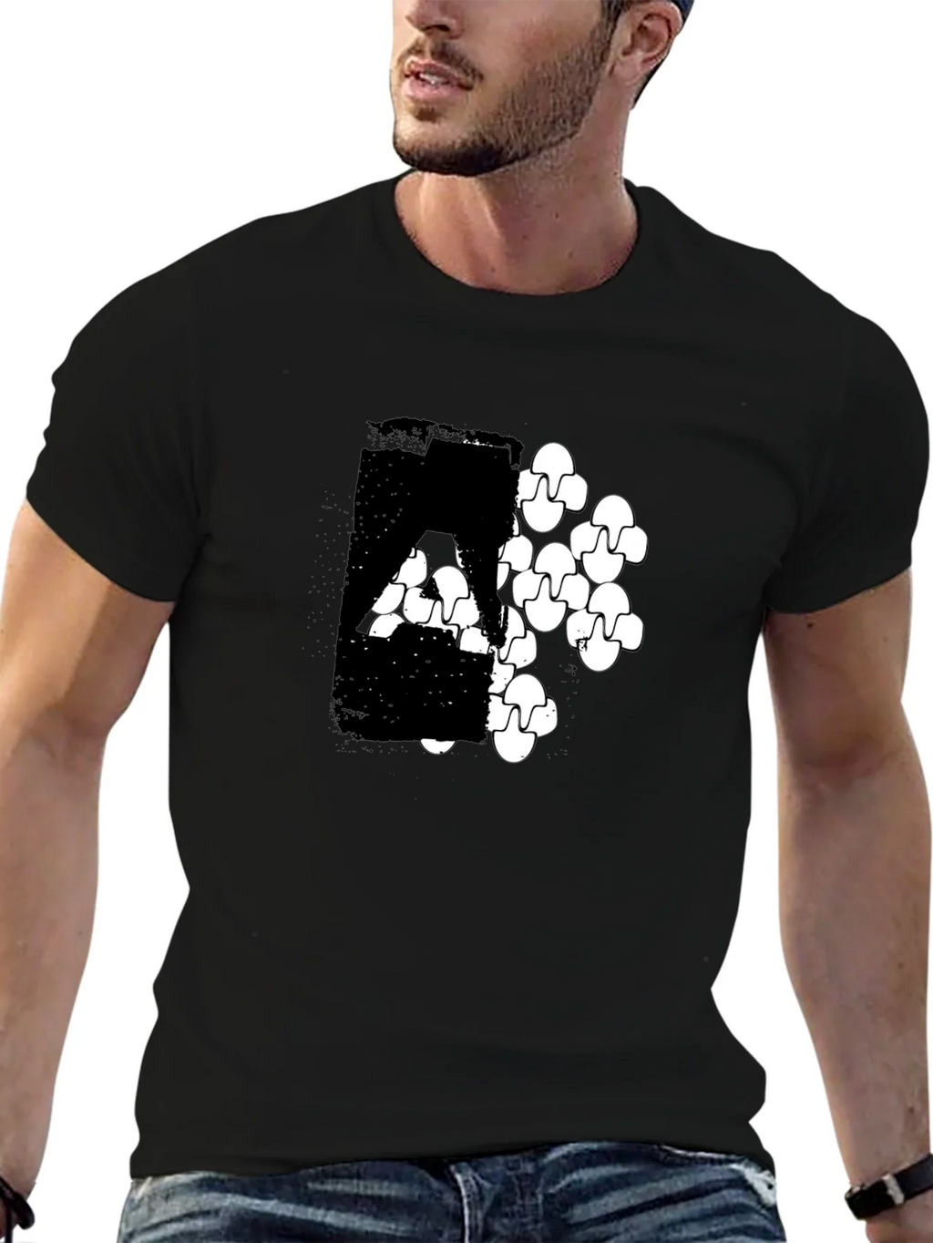 Modern Graphic Print Black T-Shirt product image 6
