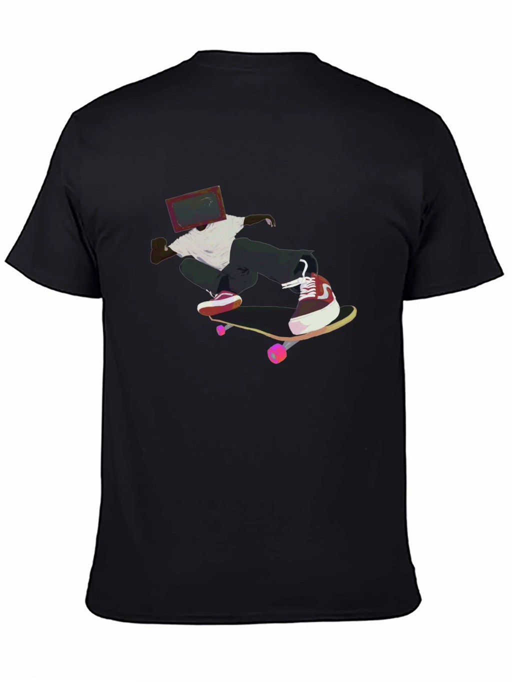 Skateboarding TV Head Graphic Black T-Shirt product image 4