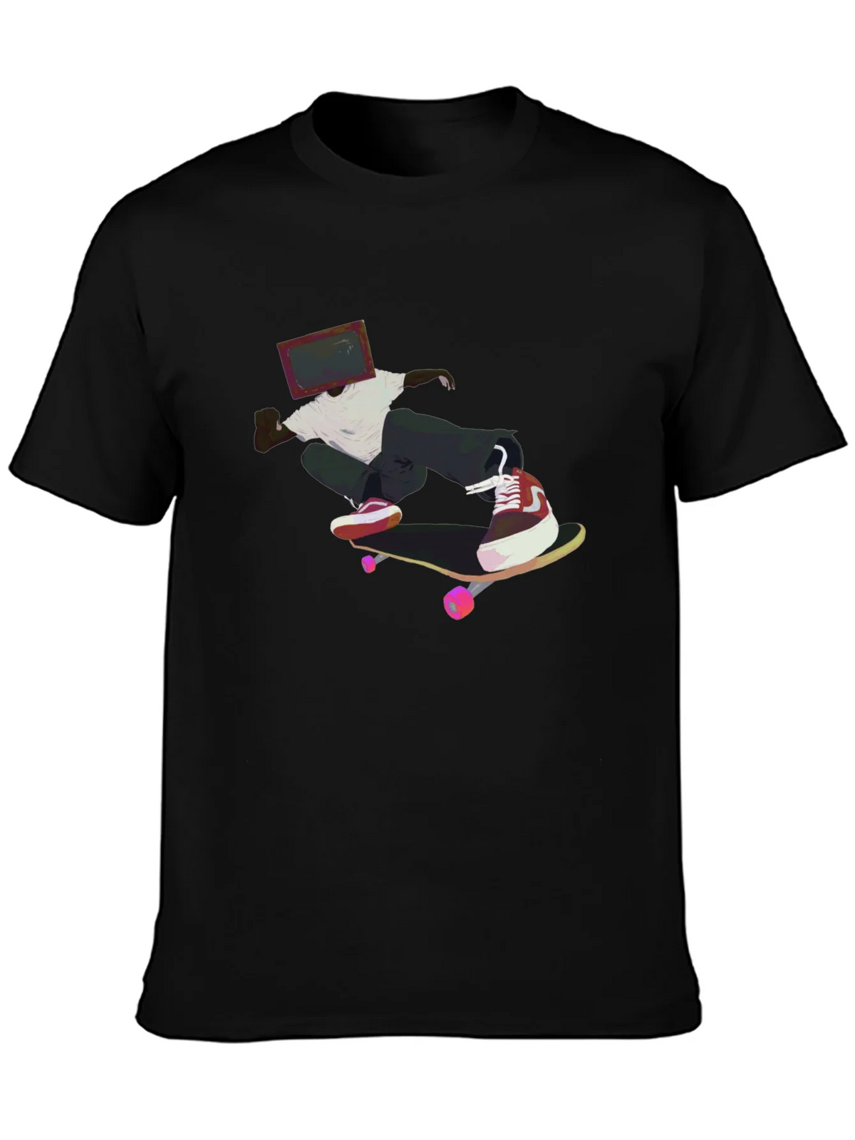 Skateboarding TV Head Graphic Black T-Shirt product image 3