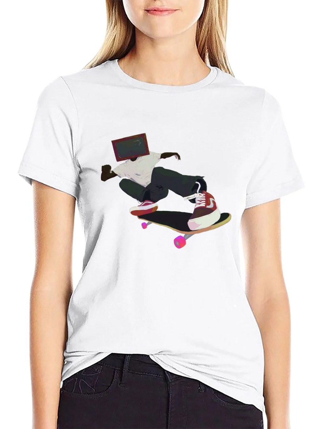 Skateboarding TV Head Graphic Black T-Shirt product image 8