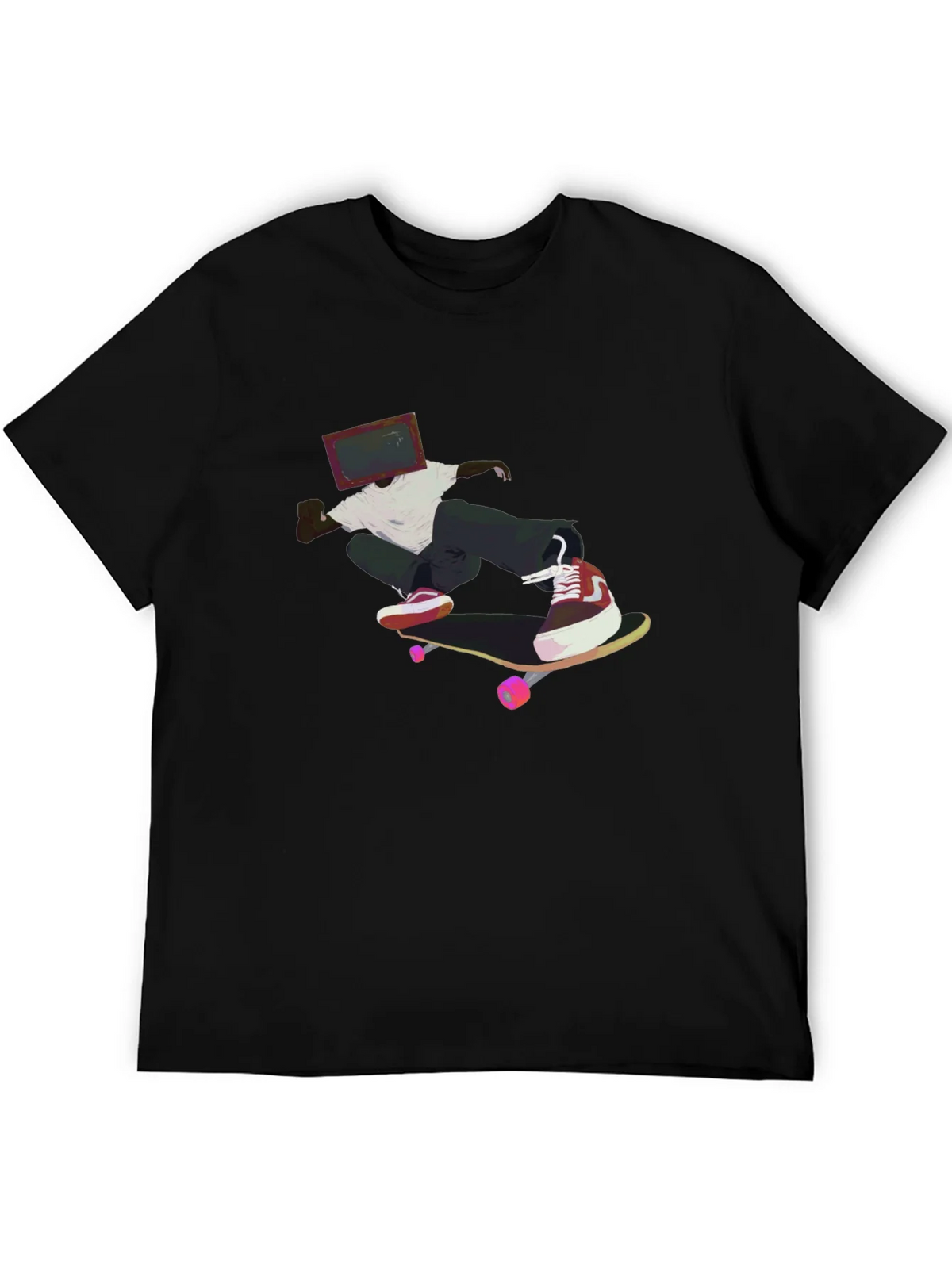 Skateboarding TV Head Graphic Black T-Shirt product image 5
