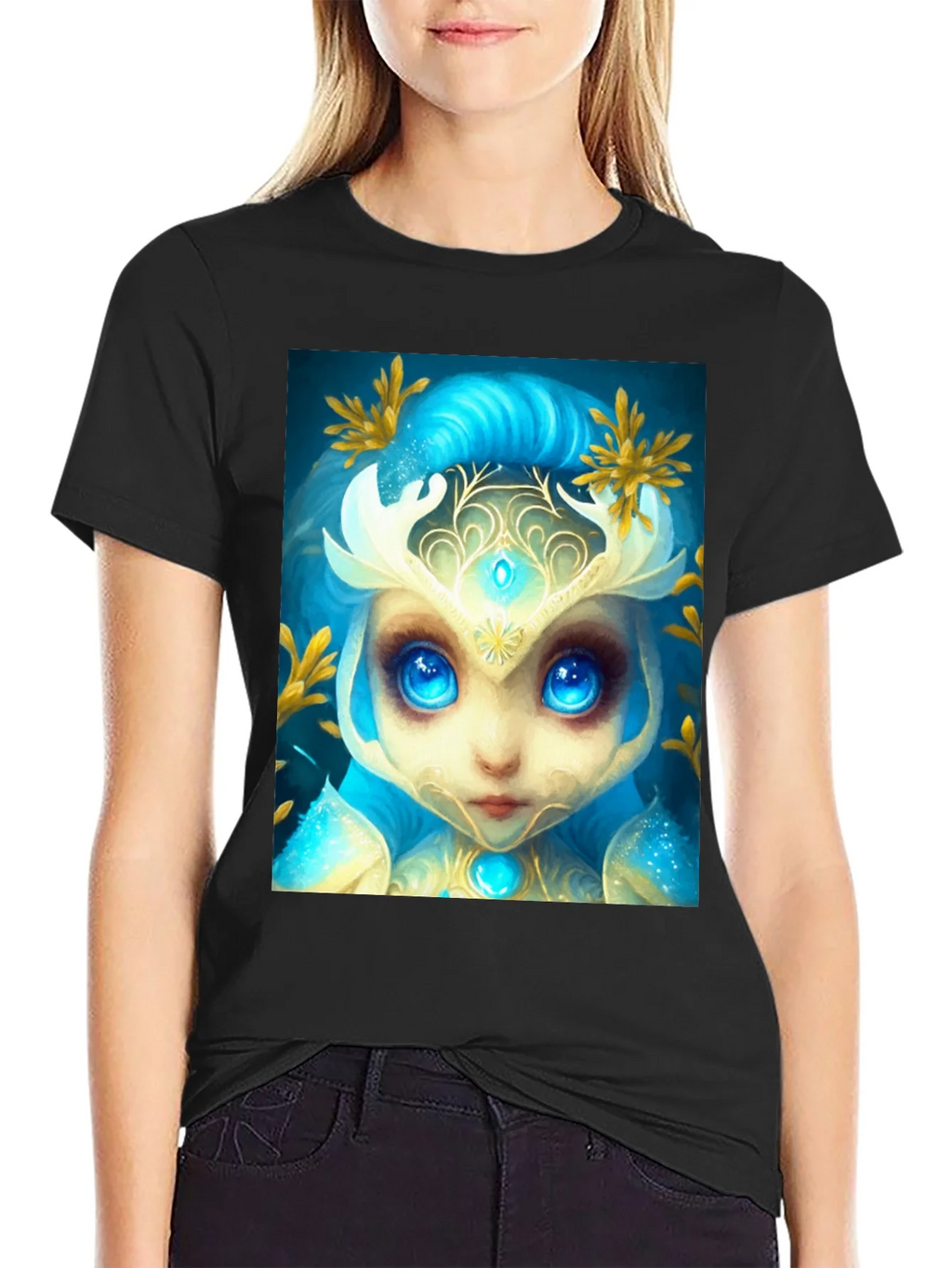 Mystical Creature Graphic Tee - Black Cotton Blend product image 1