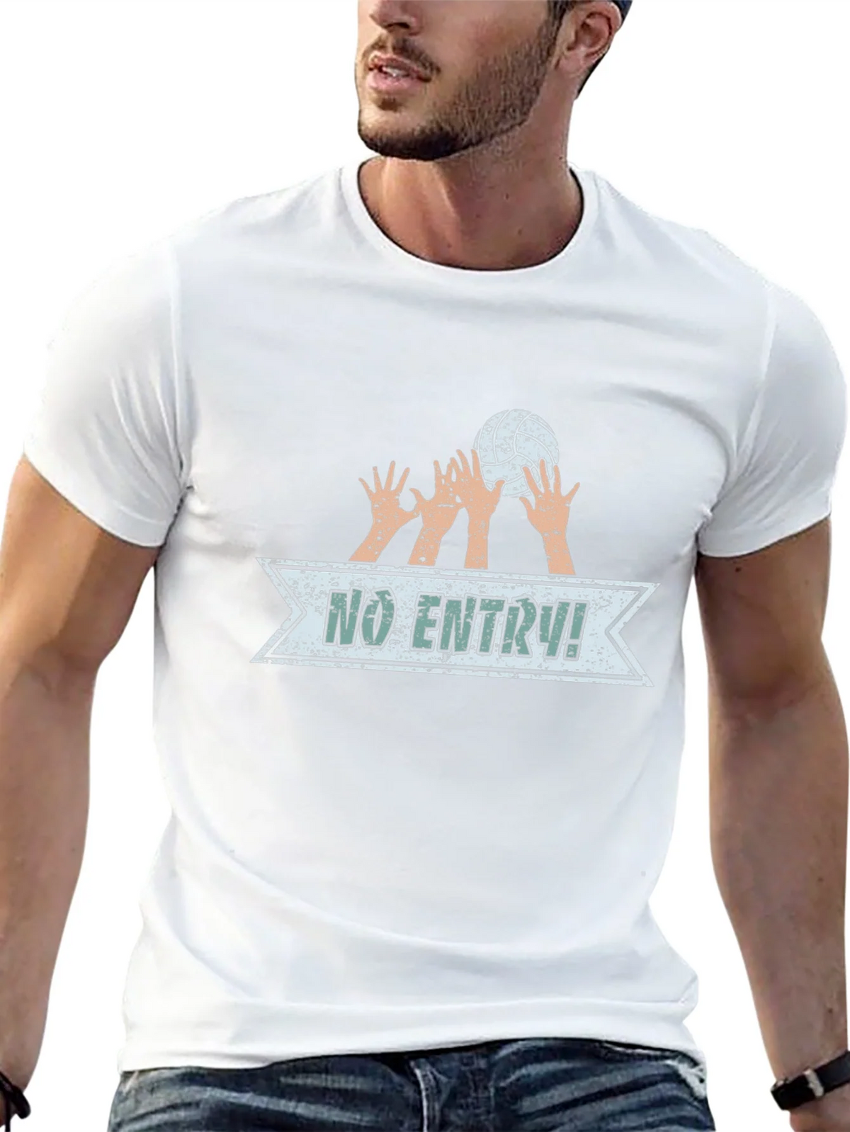 Volleyball No Entry Graphic Black T-Shirt product image 12