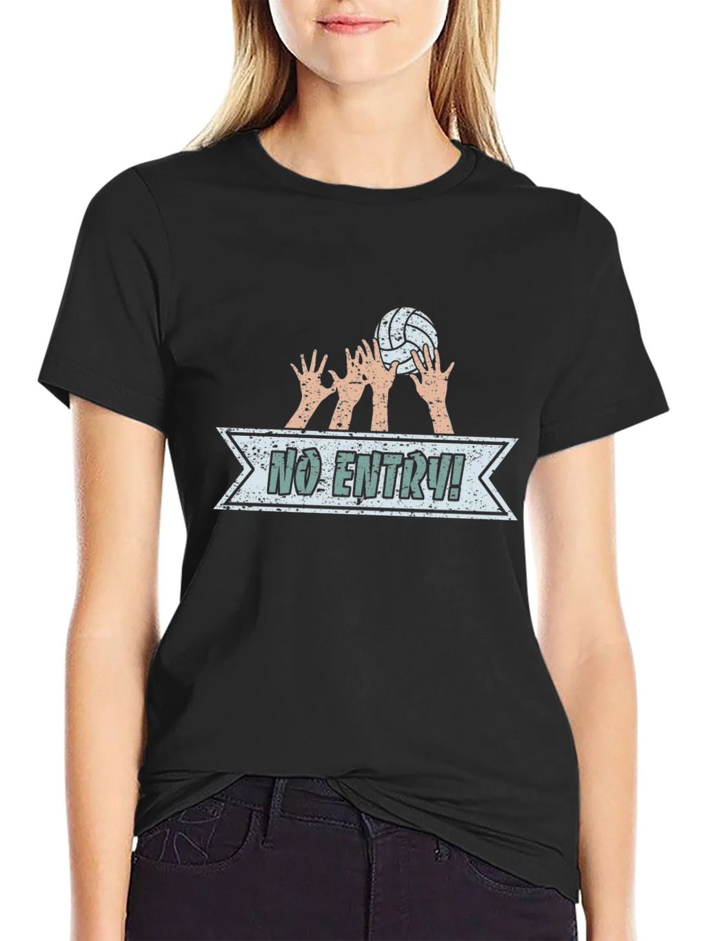 Volleyball No Entry Graphic Black T-Shirt product image 2