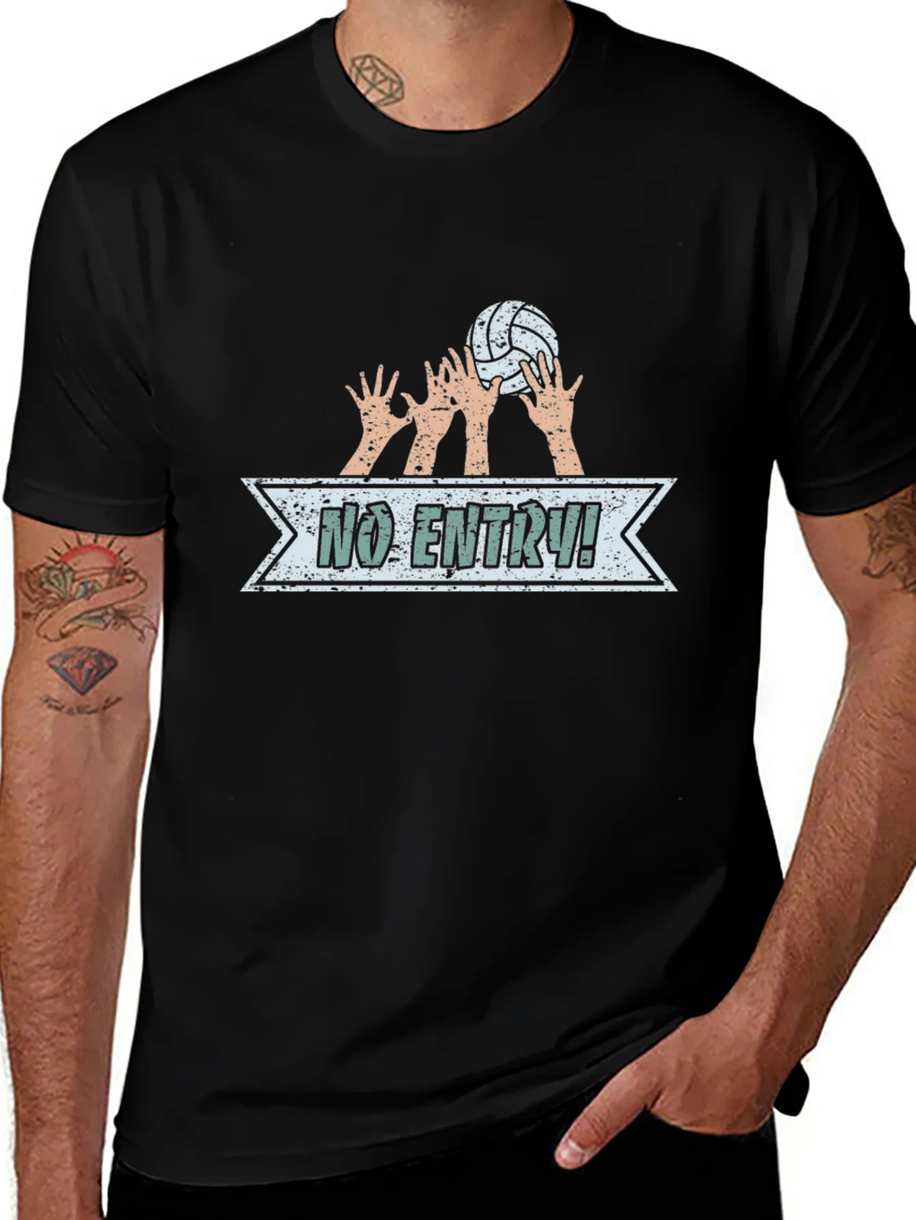 Volleyball No Entry Graphic Black T-Shirt product image 1