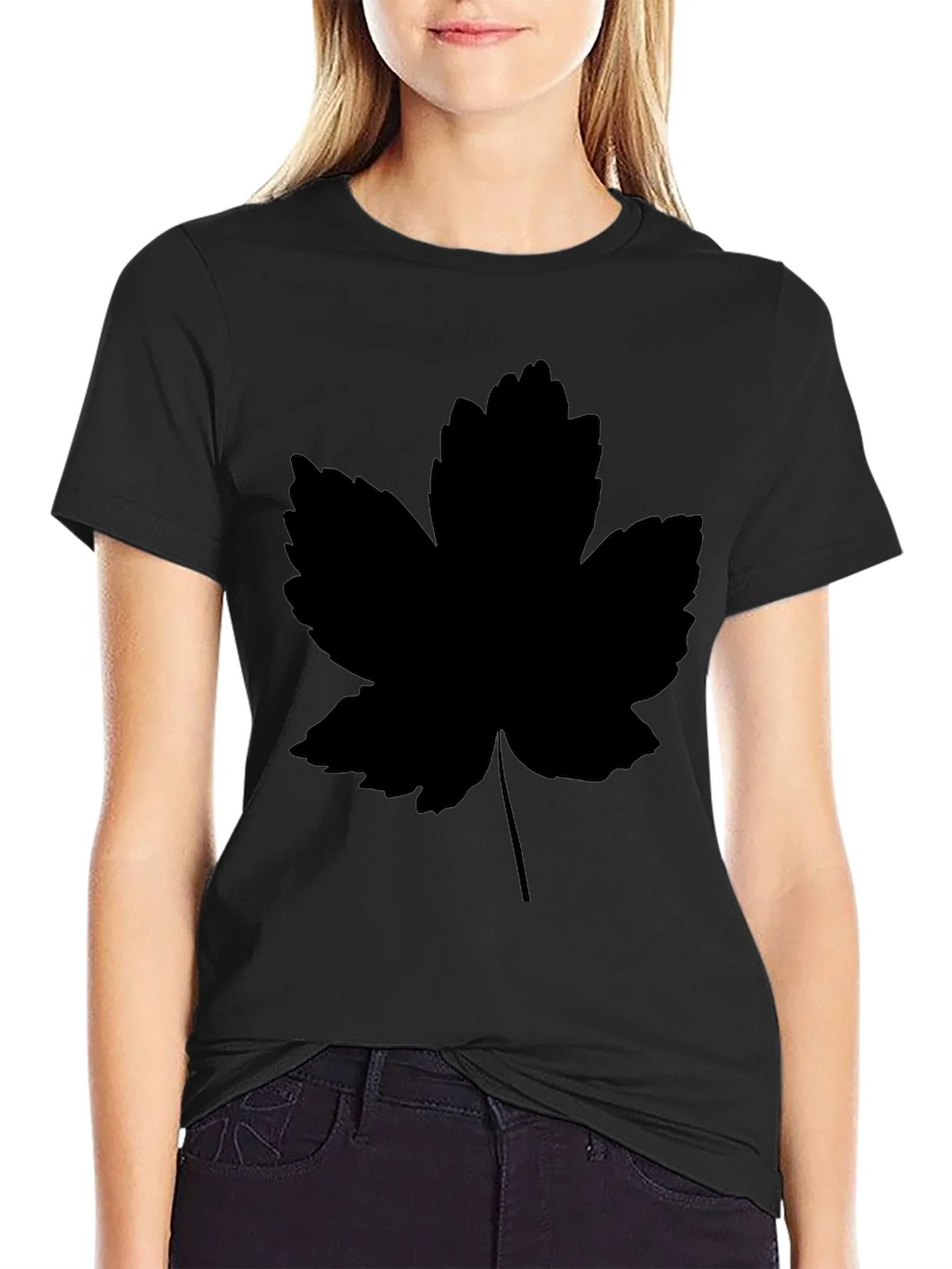 Leaf Print Black T-Shirt - Casual Style product image 2