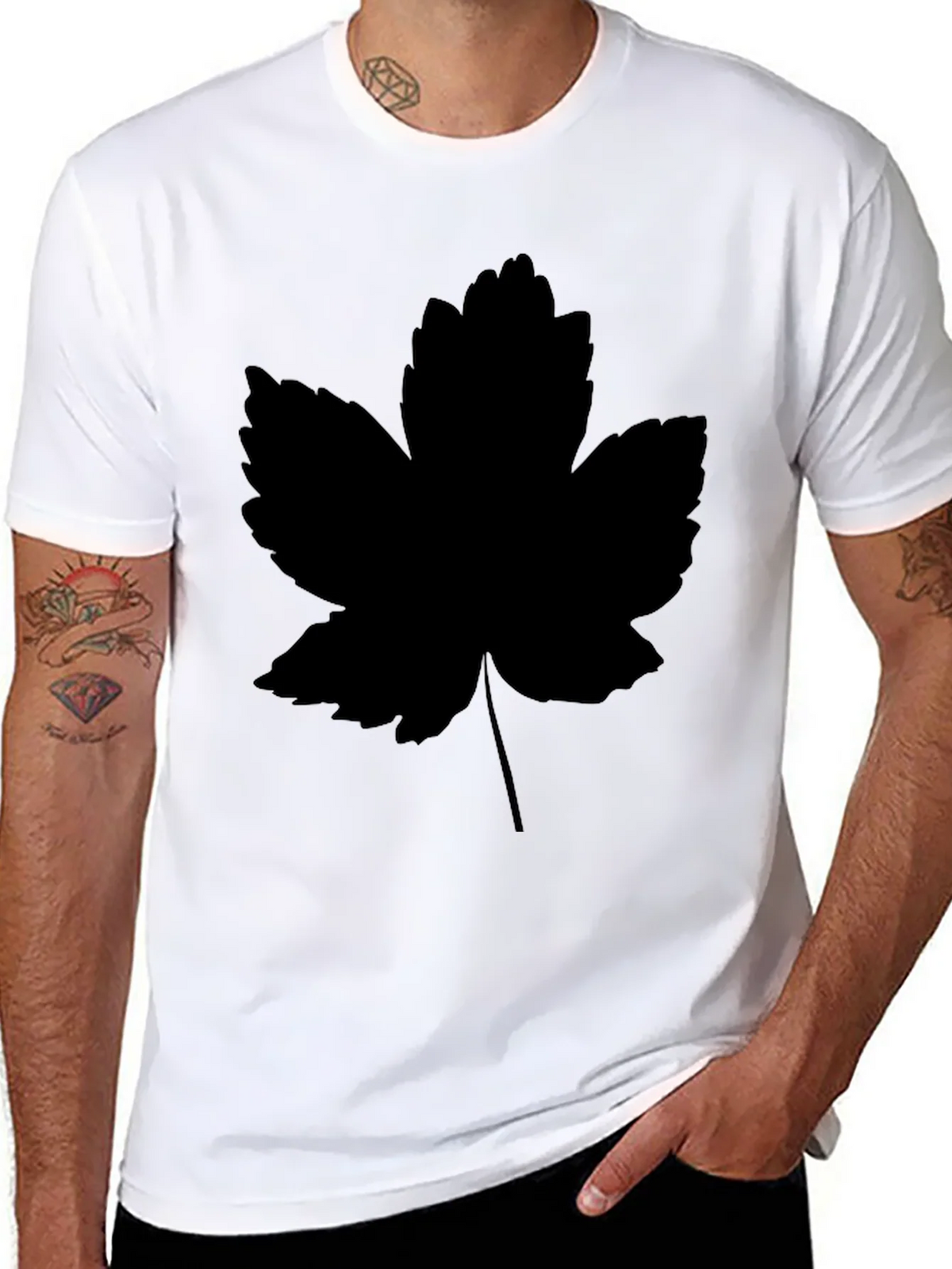 Leaf Print Black T-Shirt - Casual Style product image 7