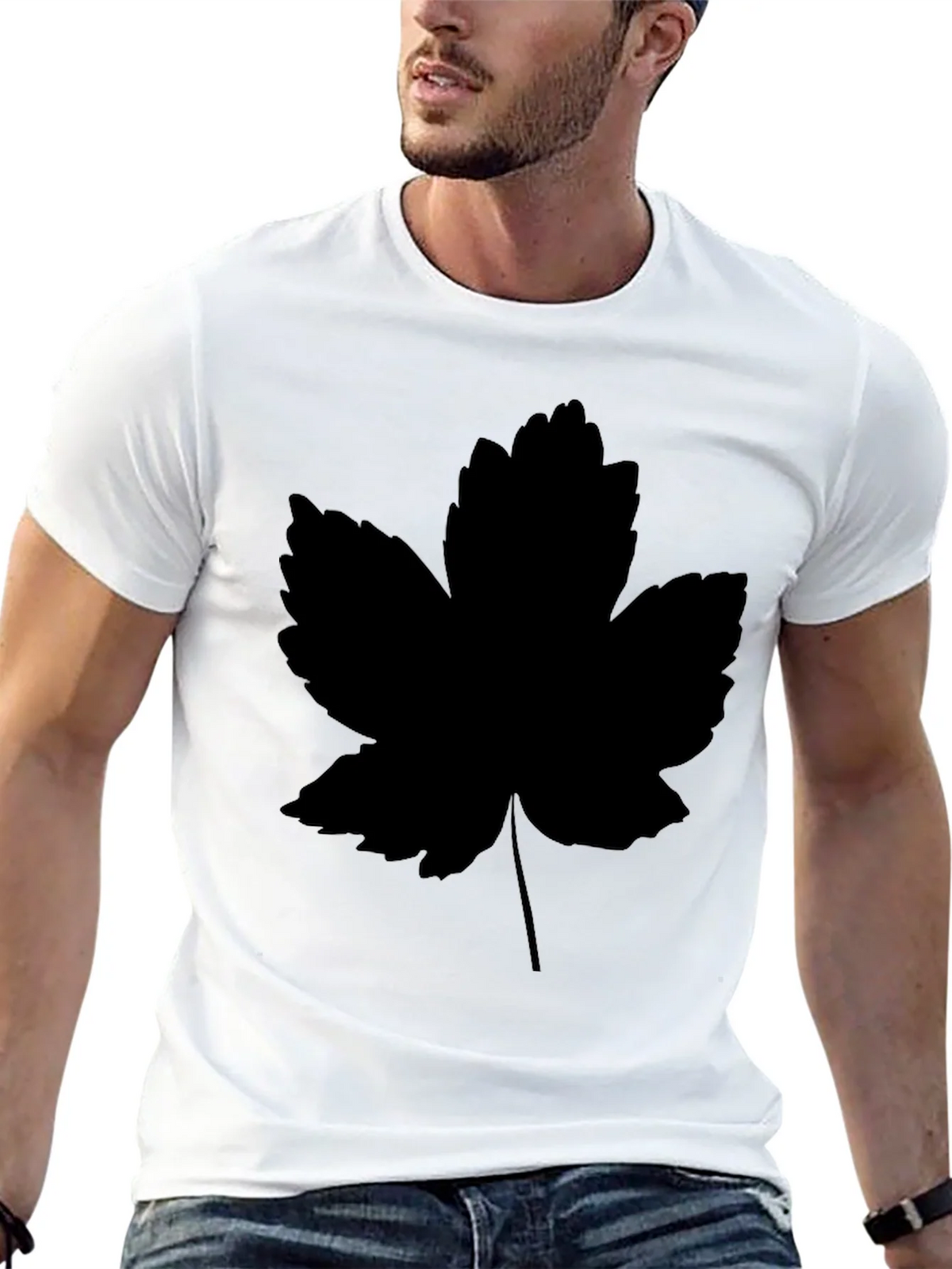Leaf Print Black T-Shirt - Casual Style product image 12