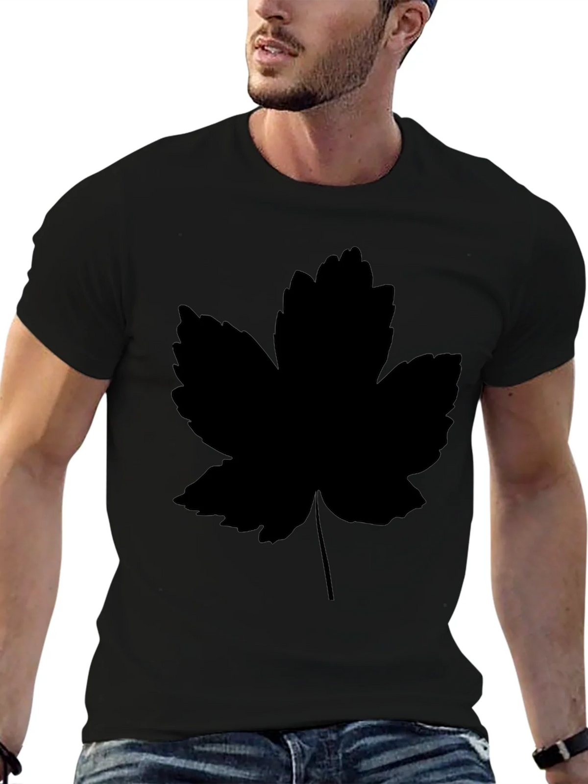 Leaf Print Black T-Shirt - Casual Style product image 6