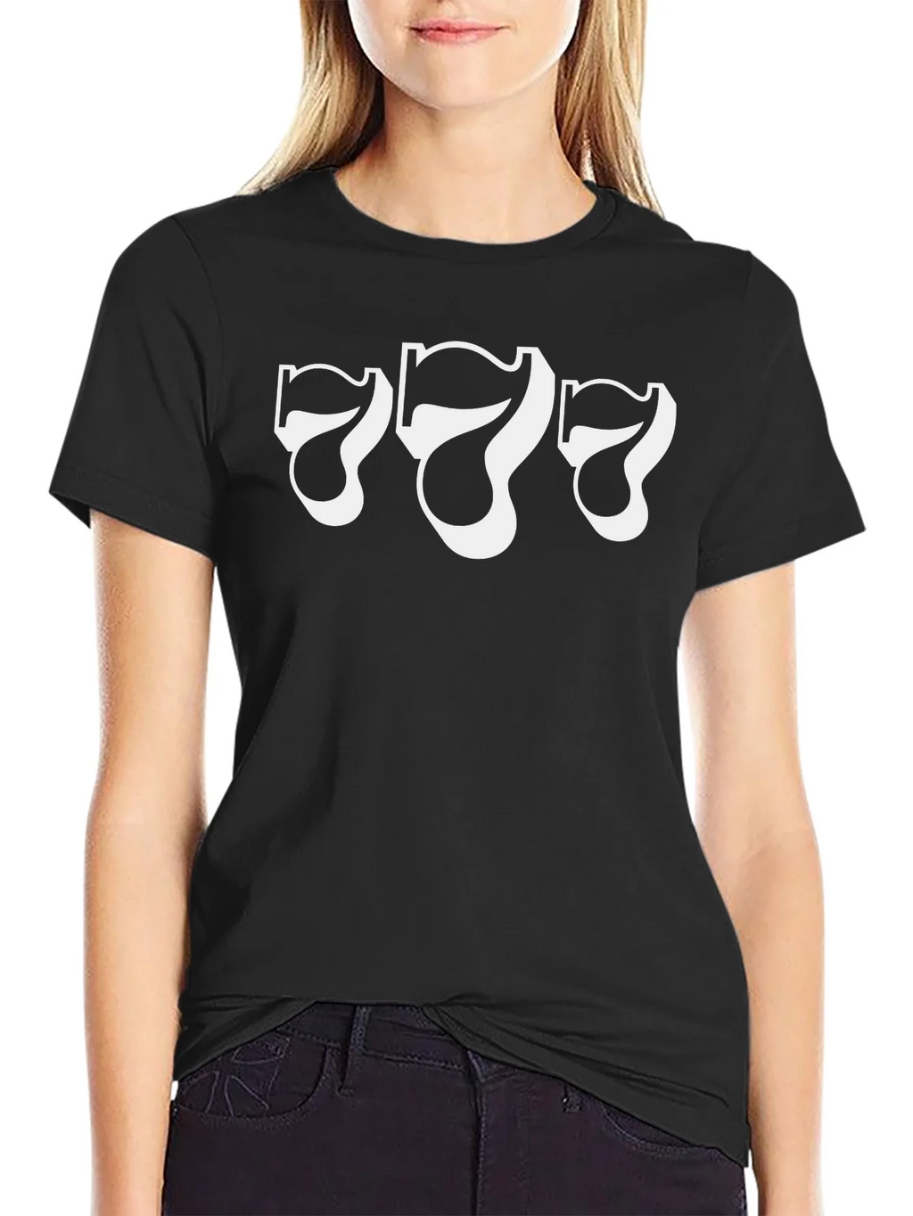 Lucky 777 Black Cotton Graphic Tee product image 2