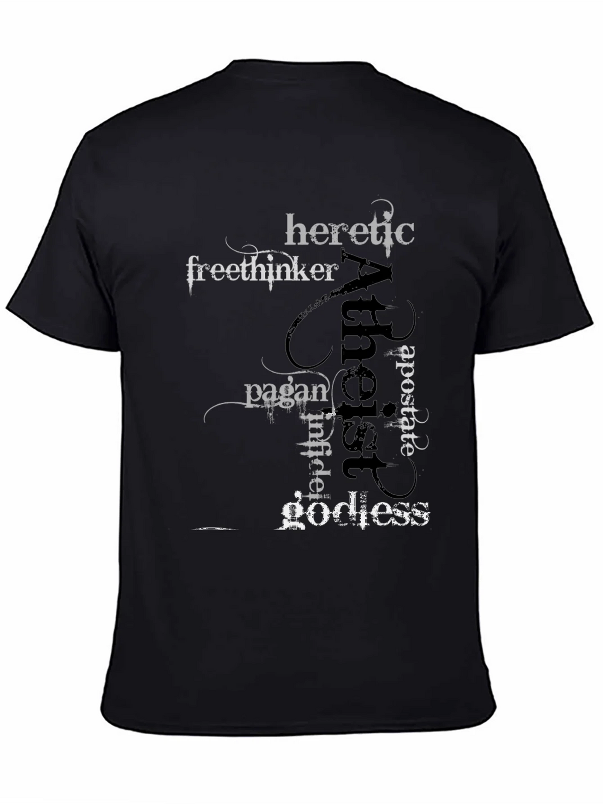 Atheist Word Art Black T-Shirt product image 4