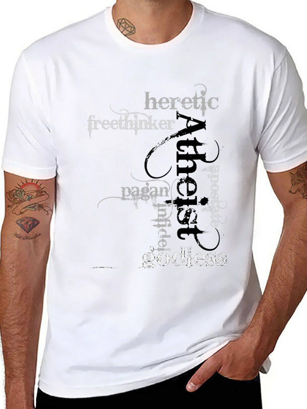 Atheist Word Art Black T-Shirt product image 7