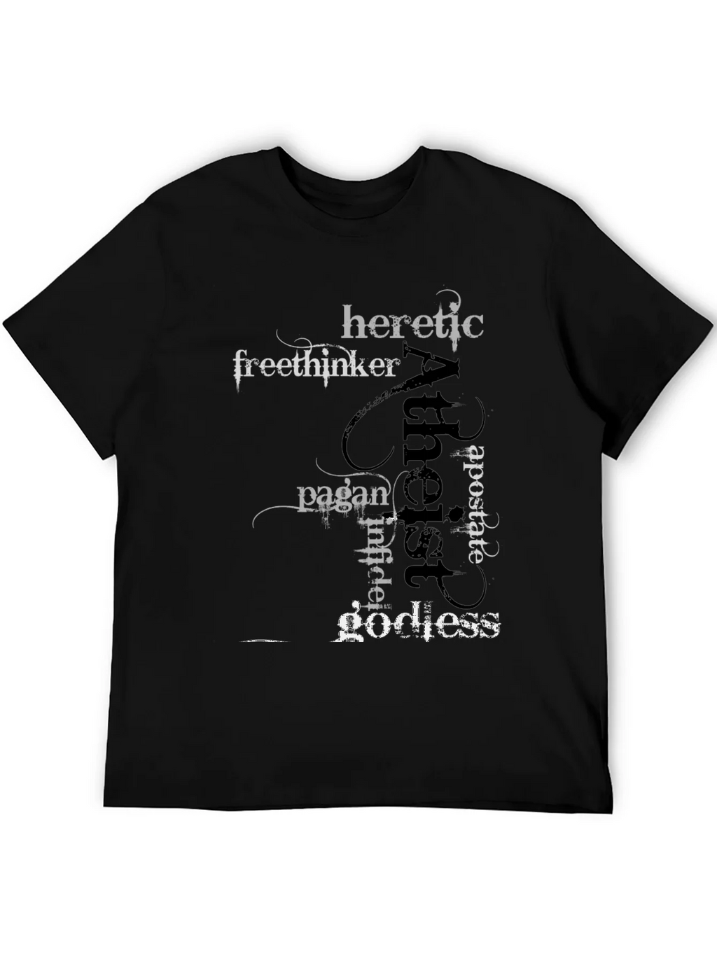 Atheist Word Art Black T-Shirt product image 5