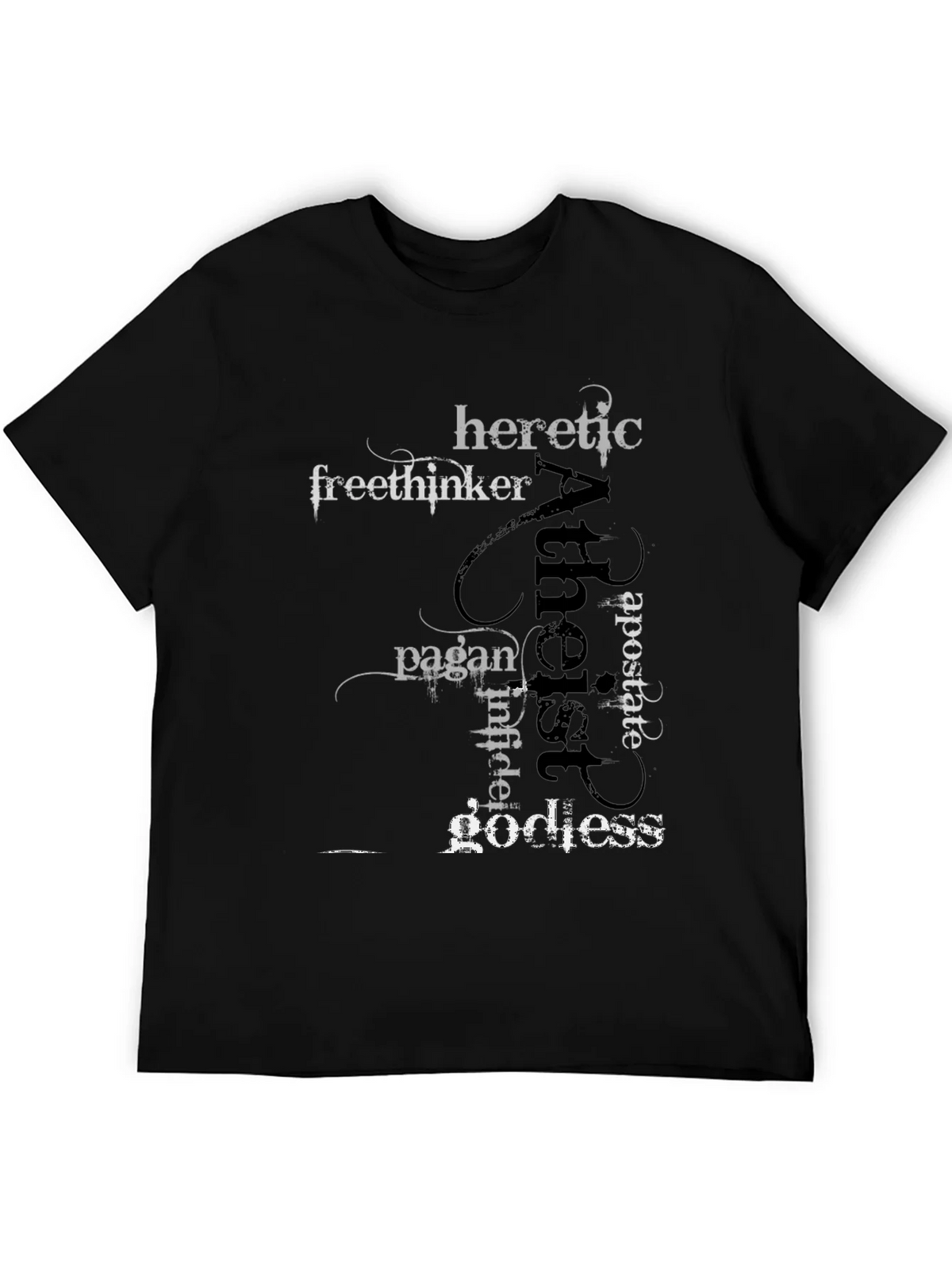 Atheist Word Art Black T-Shirt product image 5