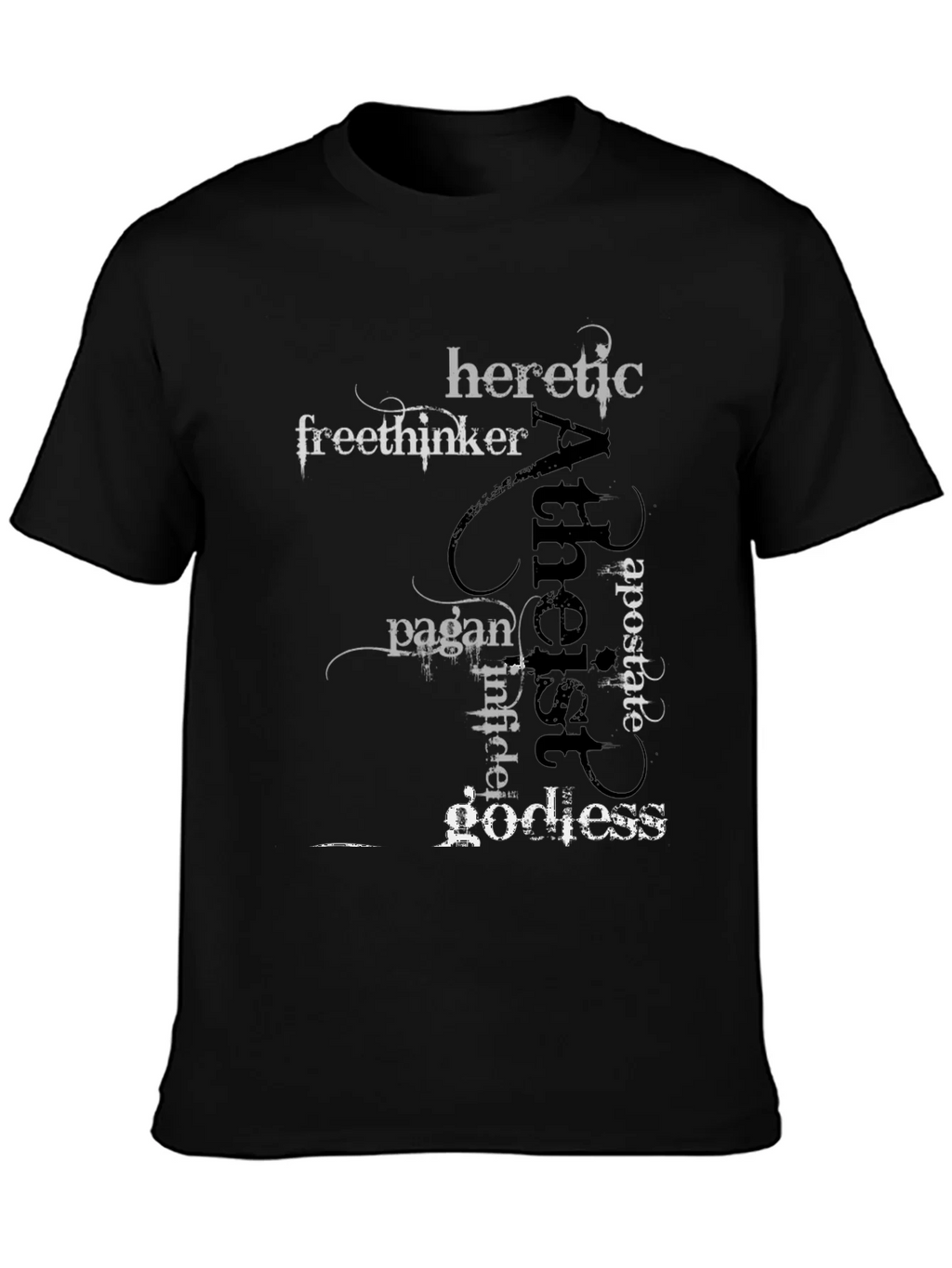 Atheist Word Art Black T-Shirt product image 3