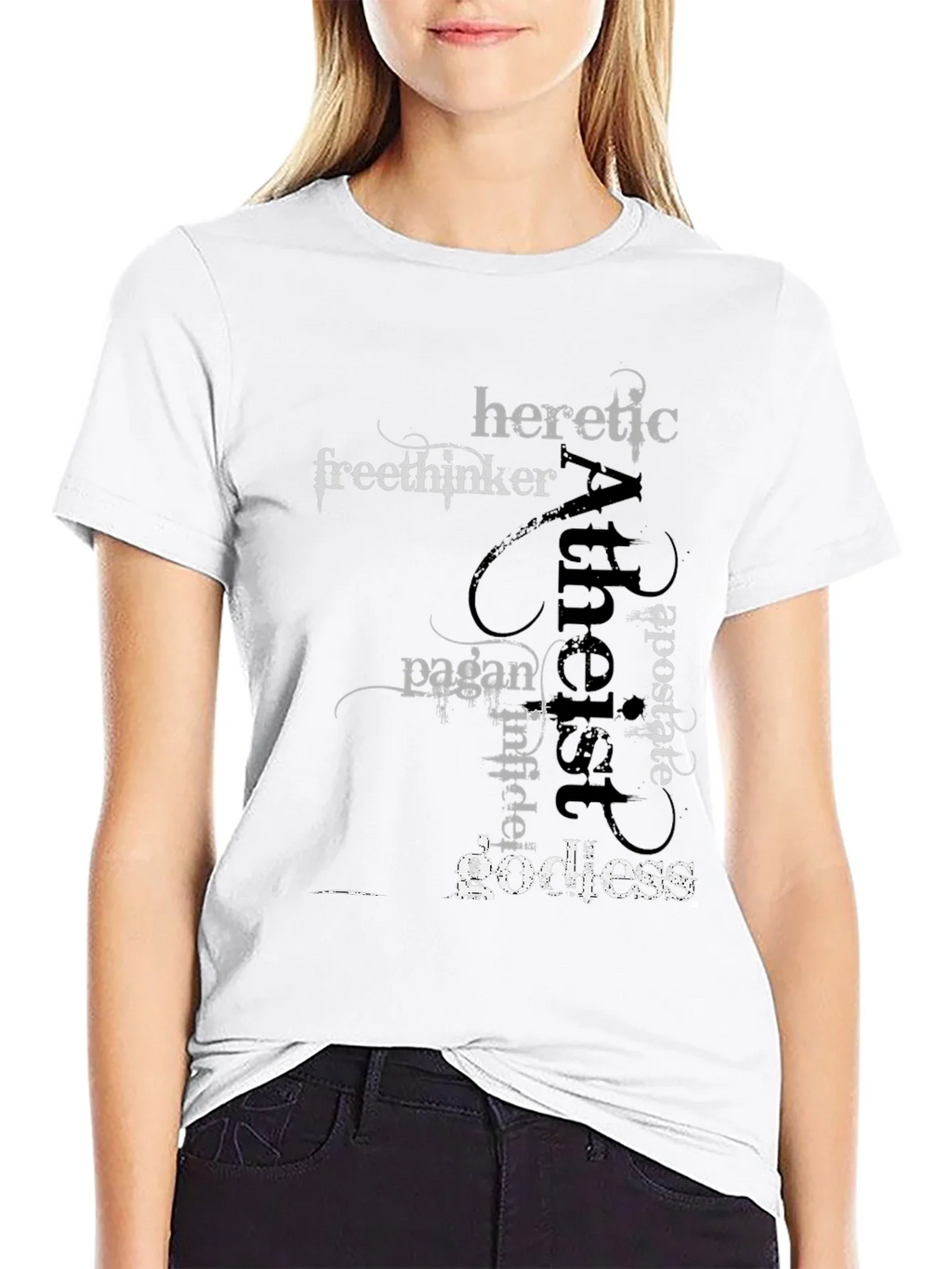 Atheist Word Art Black T-Shirt product image 8