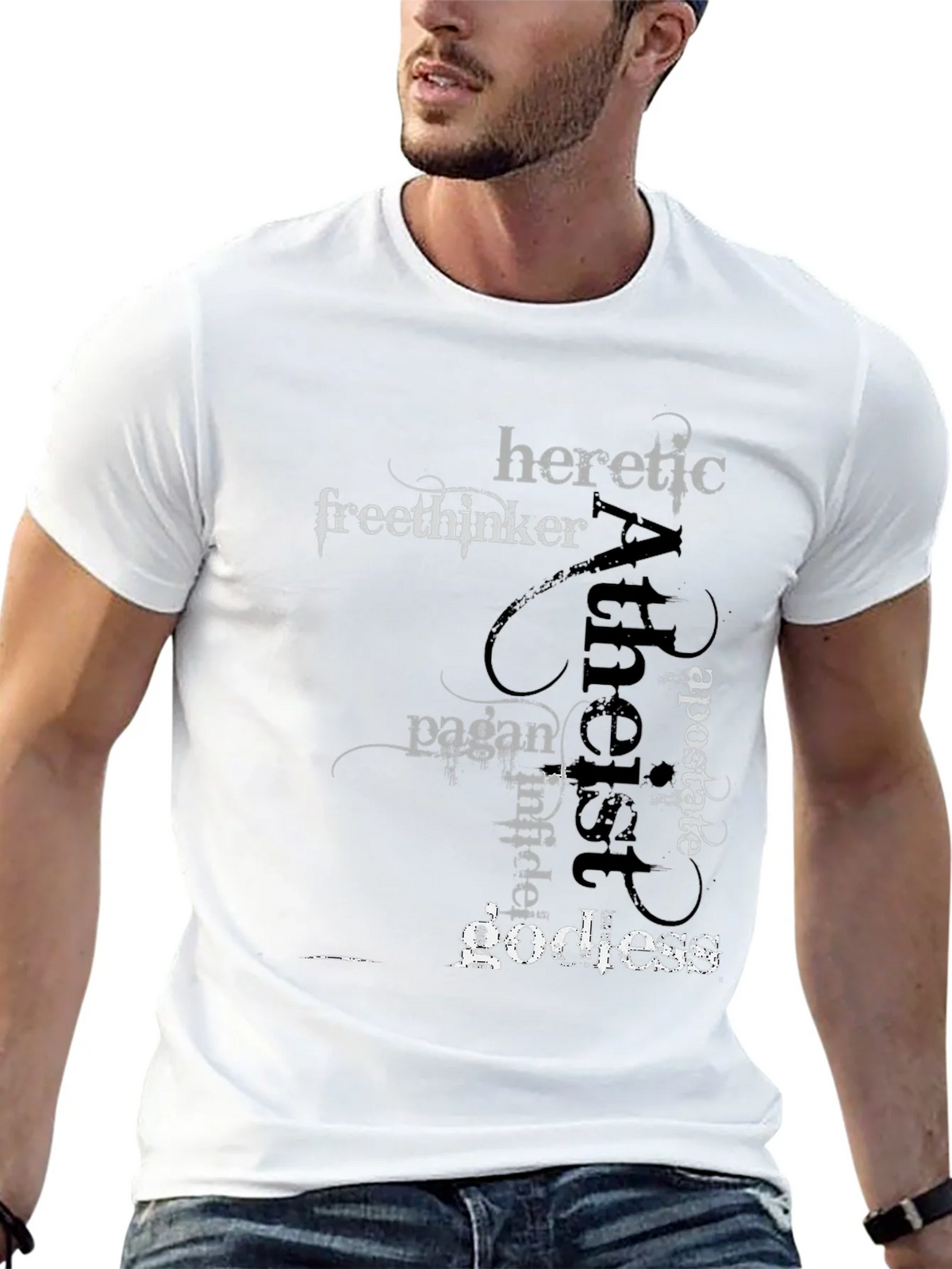 Atheist Word Art Black T-Shirt product image 12