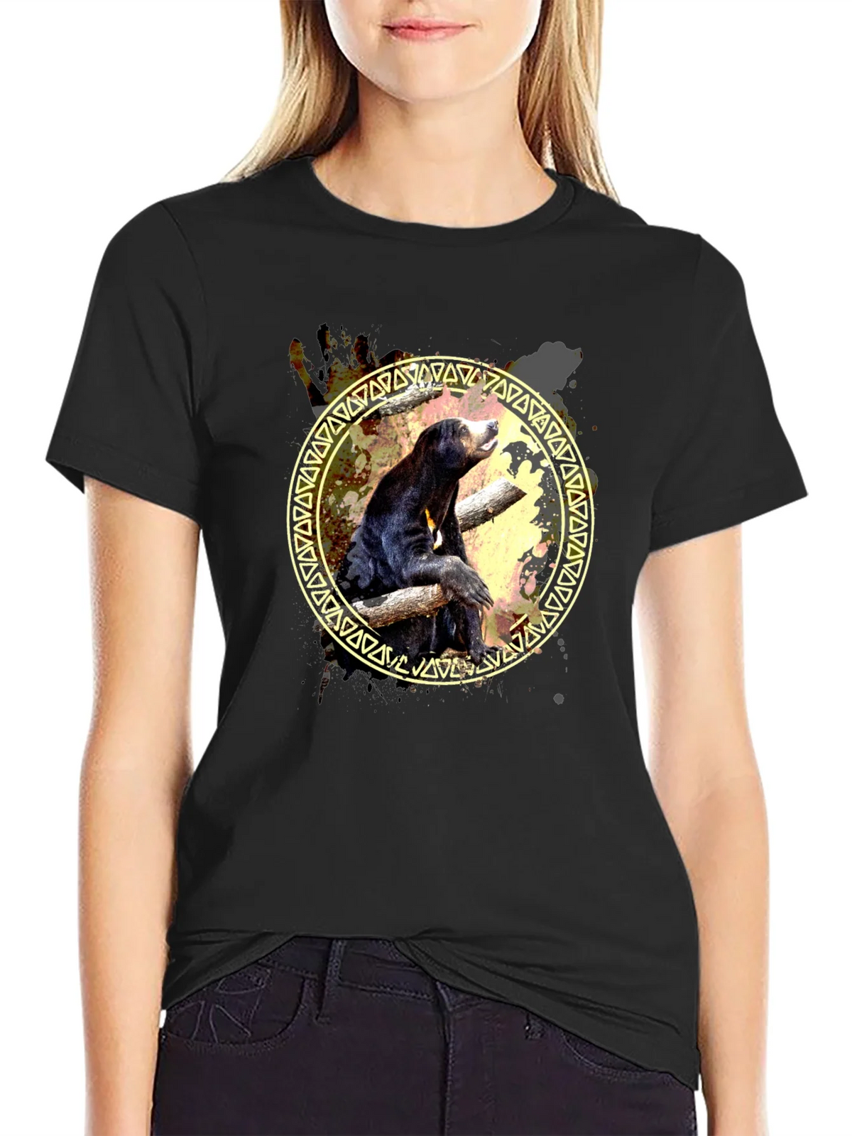 Sun Bear Graphic Print Tee - Black product image 2