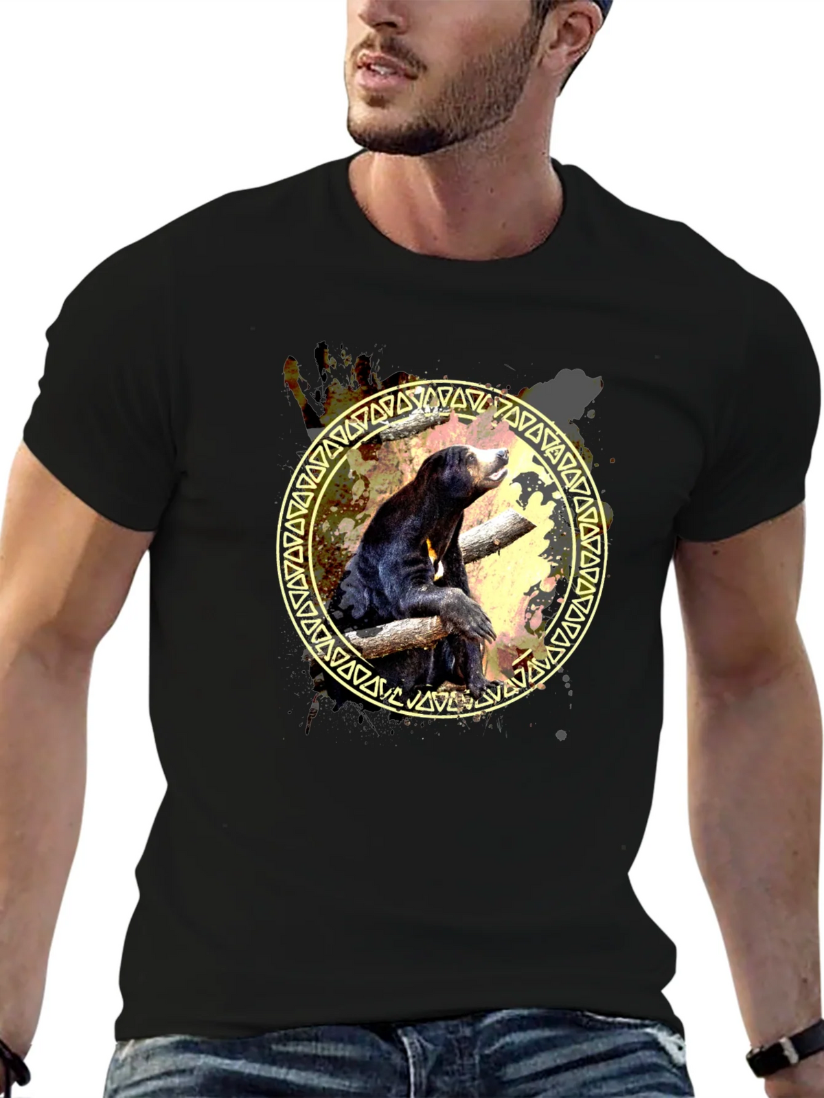 Sun Bear Graphic Print Tee - Black product image 6