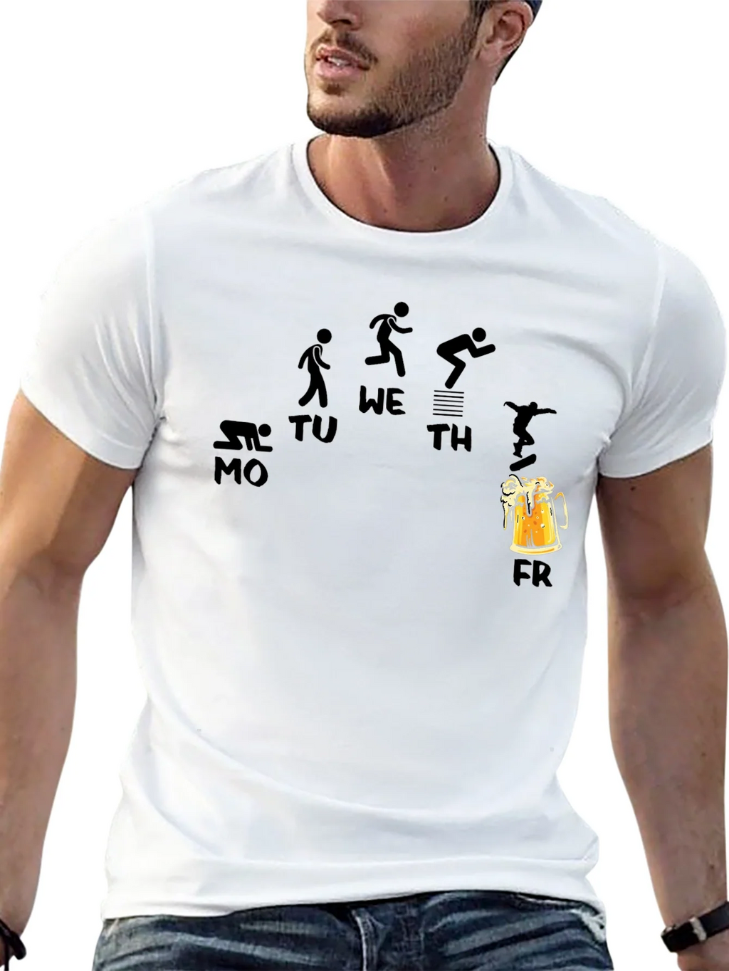 Weekdays and Beer Funny Black T-Shirt product image 11