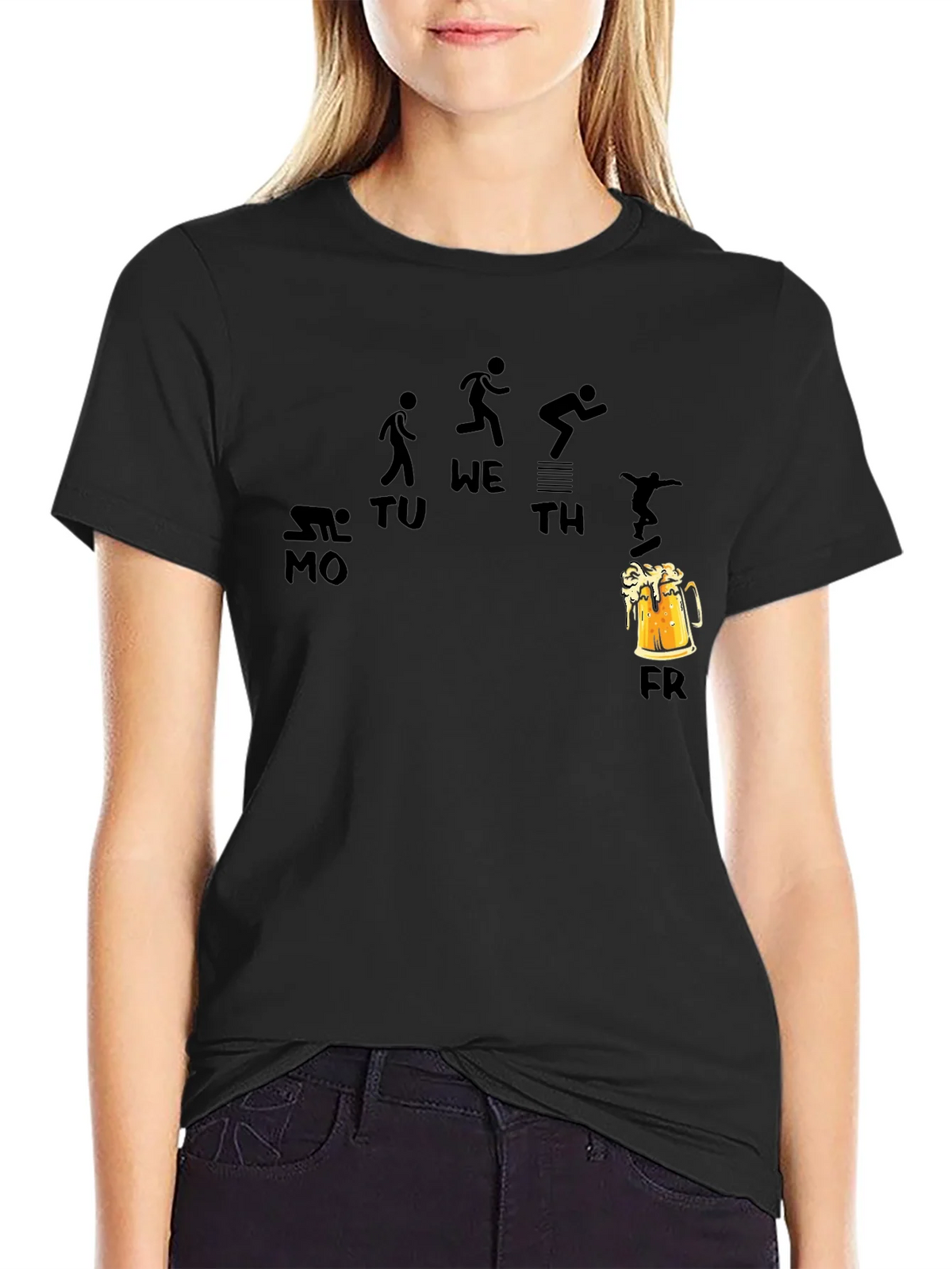 Weekdays and Beer Funny Black T-Shirt product image 2