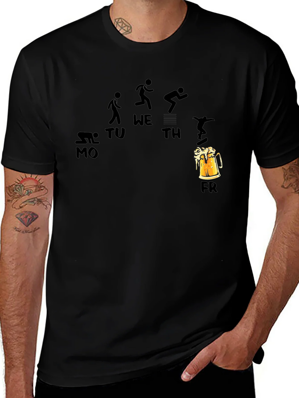 Weekdays and Beer Funny Black T-Shirt product image 1