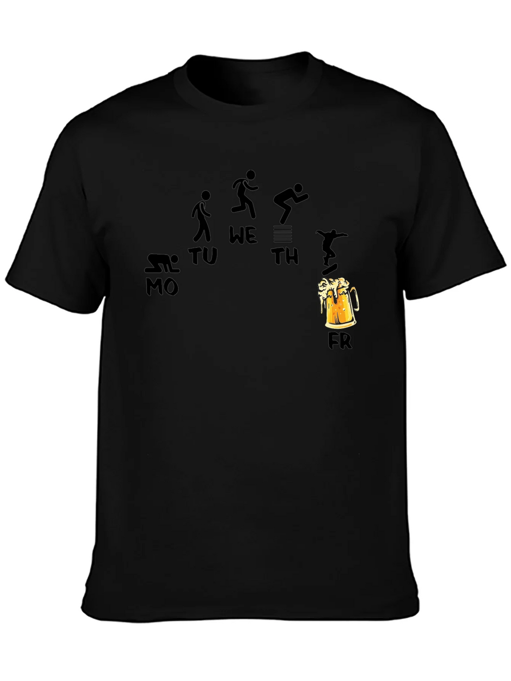 Weekdays and Beer Funny Black T-Shirt product image 3